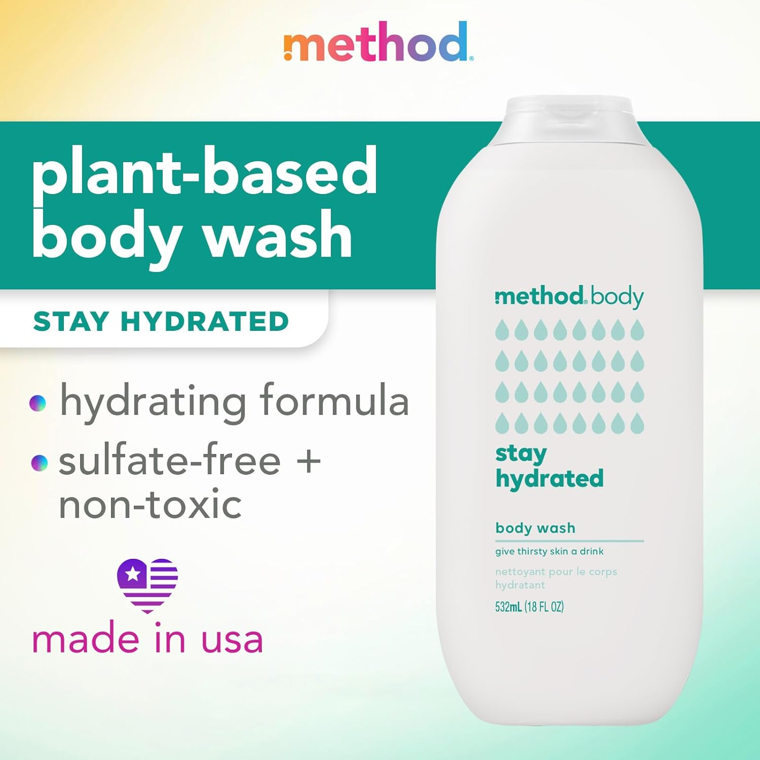 Method Hydrating Body Wash, Coconut Milk, Paraben and Phthalate Free, 18 Oz (Pack of 1)