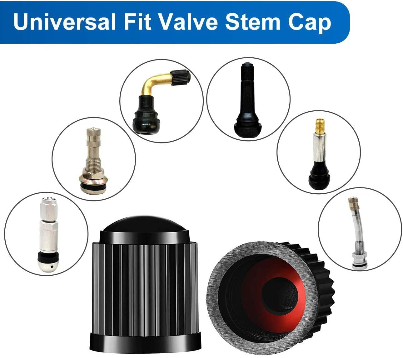 The Upgraded Version Has a Sealing Ring Tire Valve Stem Caps (12Pcs Black) image number 2