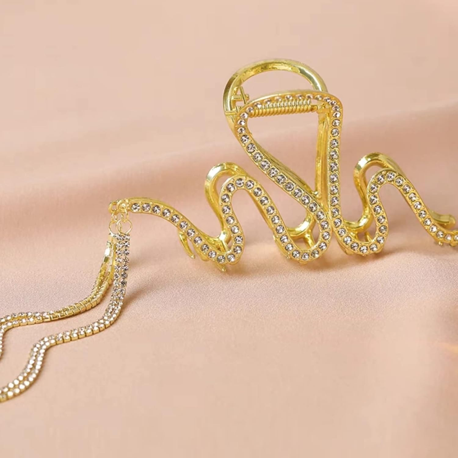 Hair Clips Rhinestone Tassel Hair Clip Large Thick Hair Hair Clips Ladies Large Metal Claw Clips Hair Accessories for Women Girls image number 2