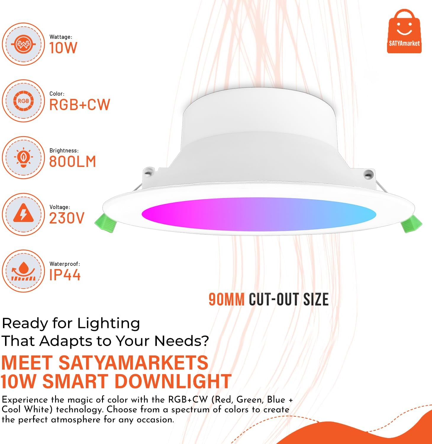 Zigbee (Hub Required) Homekit RGB+CW 10W Smart Downlight - Certified SAA/RCM - Illuminate Your Space with Smart, Voice Control, High Lumen Output, Easy Installation. image number 4