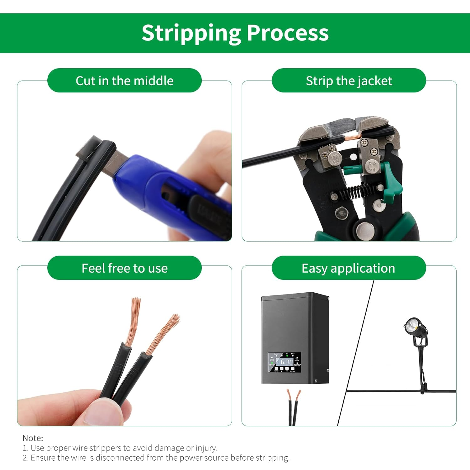 FIRMERST 2X1.31 M㎡ (16AWG) Low Voltage Wire Outdoor Lighting Garden Cable 15.24 Meters-16 Gauge 2 Conductor image number 2