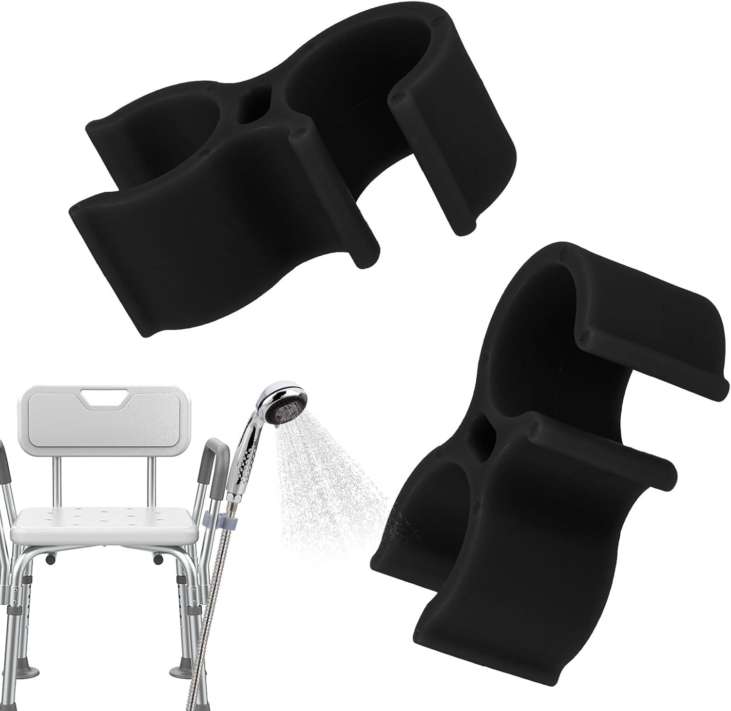 2Pcs Shower Head Holders, Universal Shower Head Holder Bath Chair Showers Holder Attachment for Elderly Disabled Users Accessories for Bath Stool Transfer Bench Showers image number 5