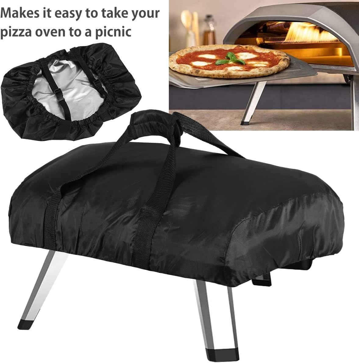 Pizza Oven Cover for Ooni Koda 12 Pizza Oven, Outdoor Portable Pizza Oven Protective Cover, Waterproof Pizza Oven Carry Cover Bag Weather Resistant Pizza Oven Accessories (S) image number 6