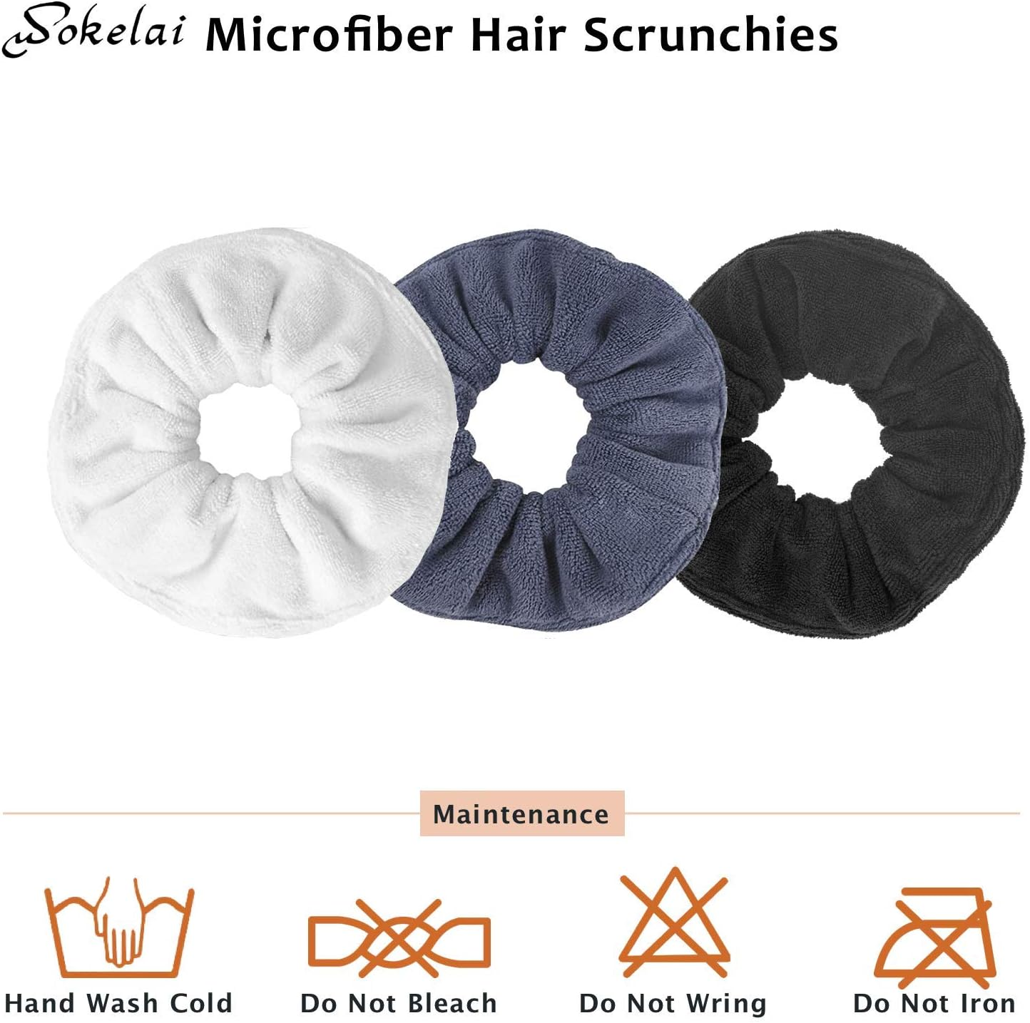 Hair Drying Towel Scrunchies - Terry Cloth Scrunchie Large Microfiber Hair Ties for Frizz Free Women Girls Thick Fuzzy Scrunchy Bobbles Hair Bands Ropes Ponytail Holder Wet Hair Accessories image number 5