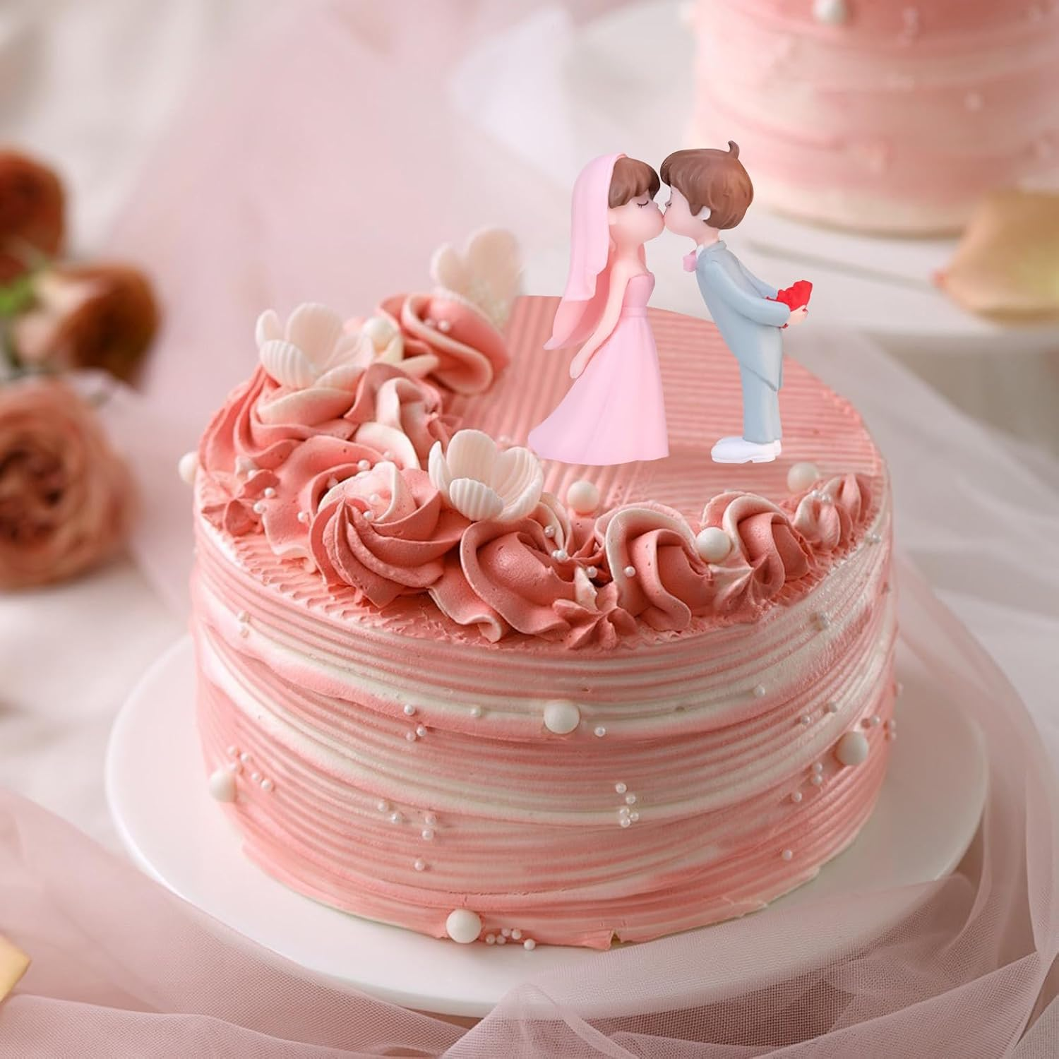 Wedding Cake Decorations, 2 Pairs Couple Figurine Wedding Cake Decoration, Wedding Figurines for Birthday Party, Couple Figurine Cake Decoration for Home Decor, Wedding, Celebration image number 4