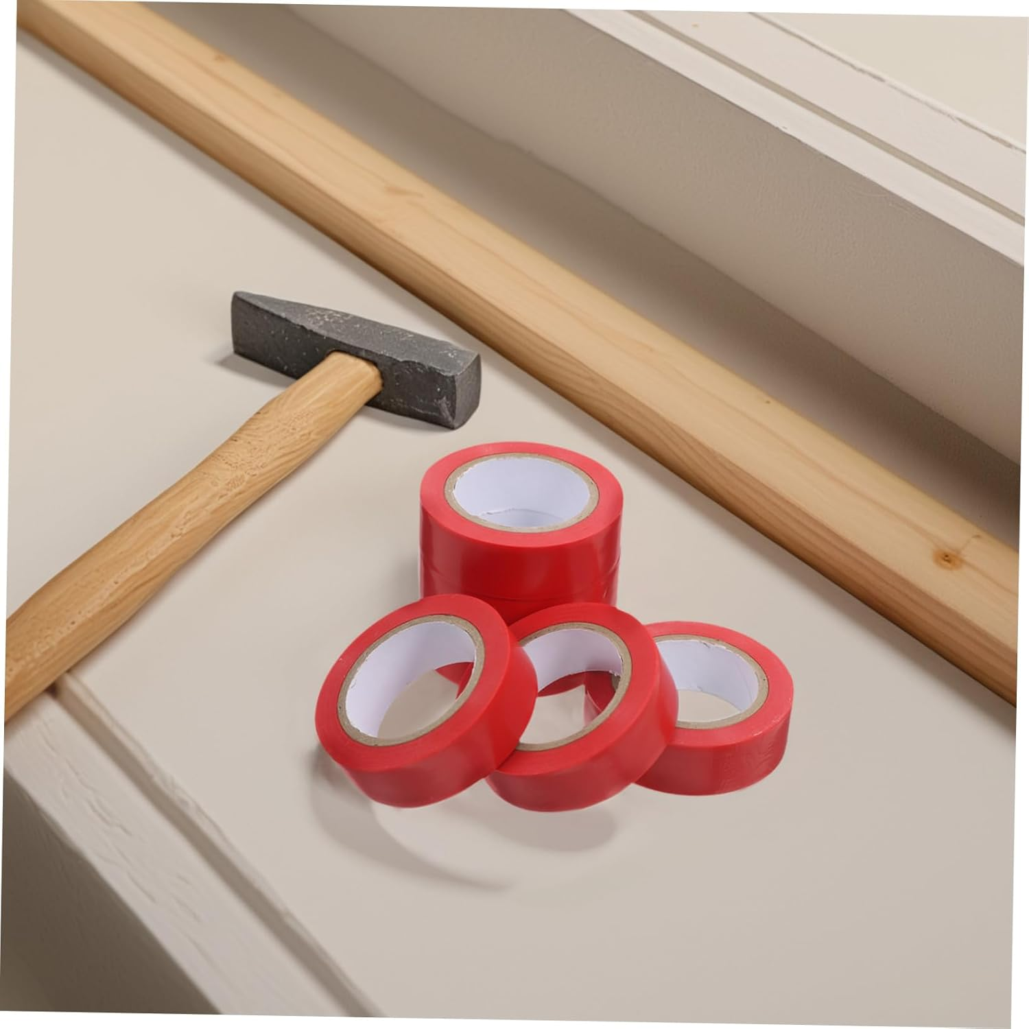 GARVALON 6Rolls Electrical Insulation Tape Flat Adhesive Wide Heat Resistant for Cable Management Home Automotive Electrician Wire Harness image number 2