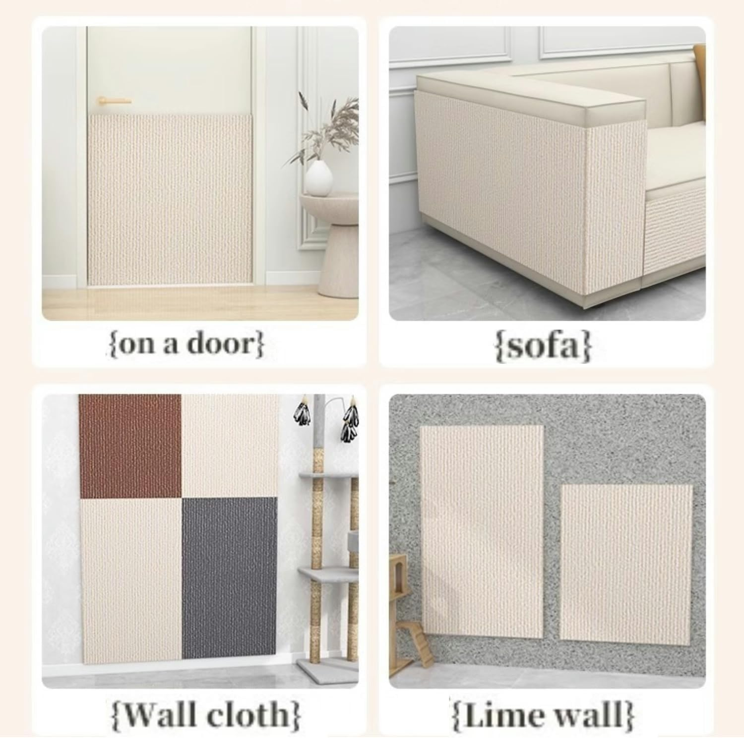 Self-Adhesive Scratching Mat Cats, Scratching Boards Cat Wall, Adjustable. Ideal for Scratching Carpet Cats, Cat Scratching Boards, Scratching Wall (Light Grey, 50 X 100 Cm) image number 2