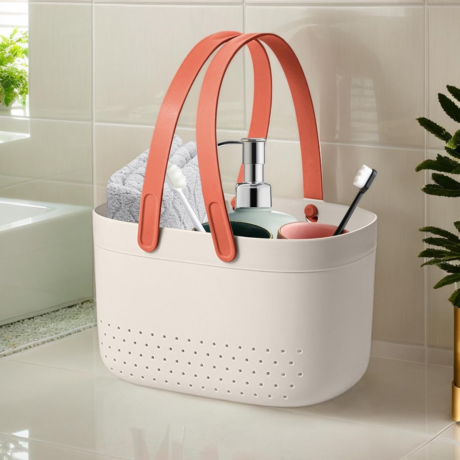 Toiletry Basket for Bathroom, Drainage Box for Shower, Bath Storage Baskets, Shower Bin Organizer for Bathroom Kitchen, Drainage Shower Organizer image number 3