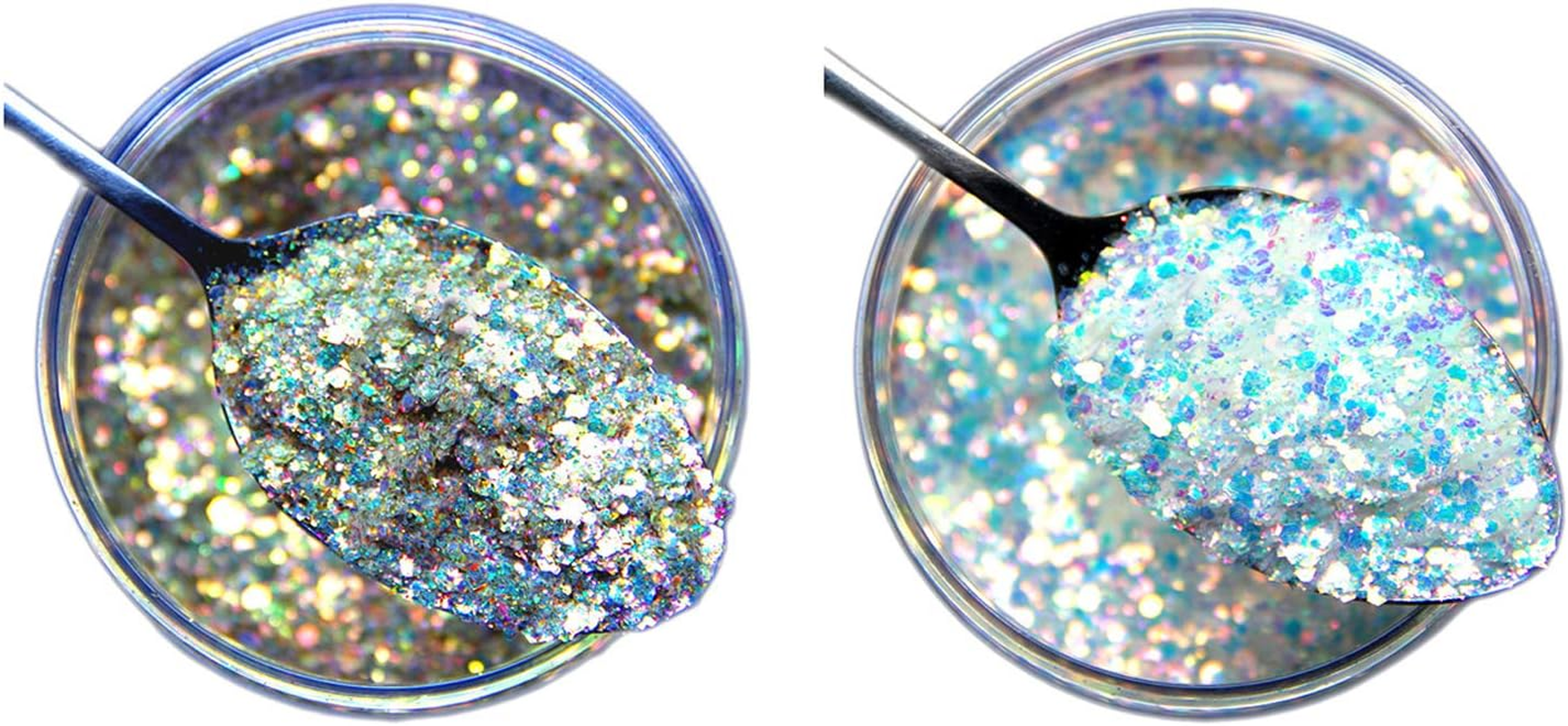 2 Pcs Nails Art Glitter Powder Brilliant Acrylic Nail Decoration Tool Make up Beauty Accessories image number 3