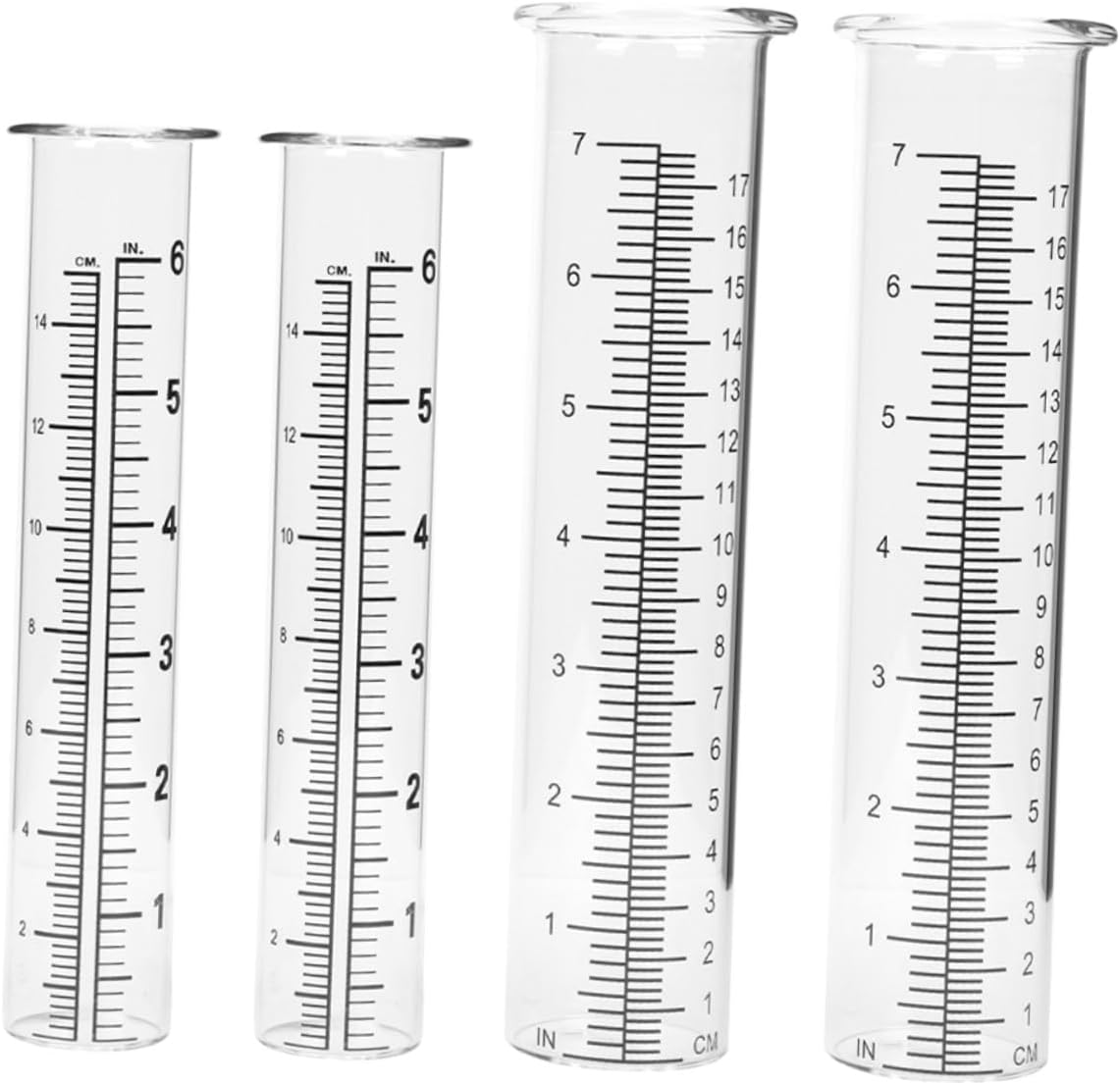 Ifundom 4Pcs Glass Rain Gauge Test Tubes 6-Inch 7-Inch Outdoor Yard Rainfall Measuring Cylinders Scale for Garden and Home Rain Meter Tools image number 2
