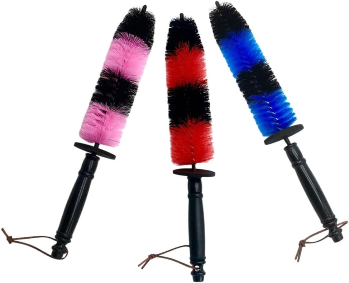 GRIRIW 3-Pcs Wheel Cleaning Brush Set with Red Elastic Bristles and Extended Rim Wire Design for Car Tire and Rim Care, Sturdy Tire Cleaning Brushes for Automotive Detailing and Wheel Maintenance image number 3