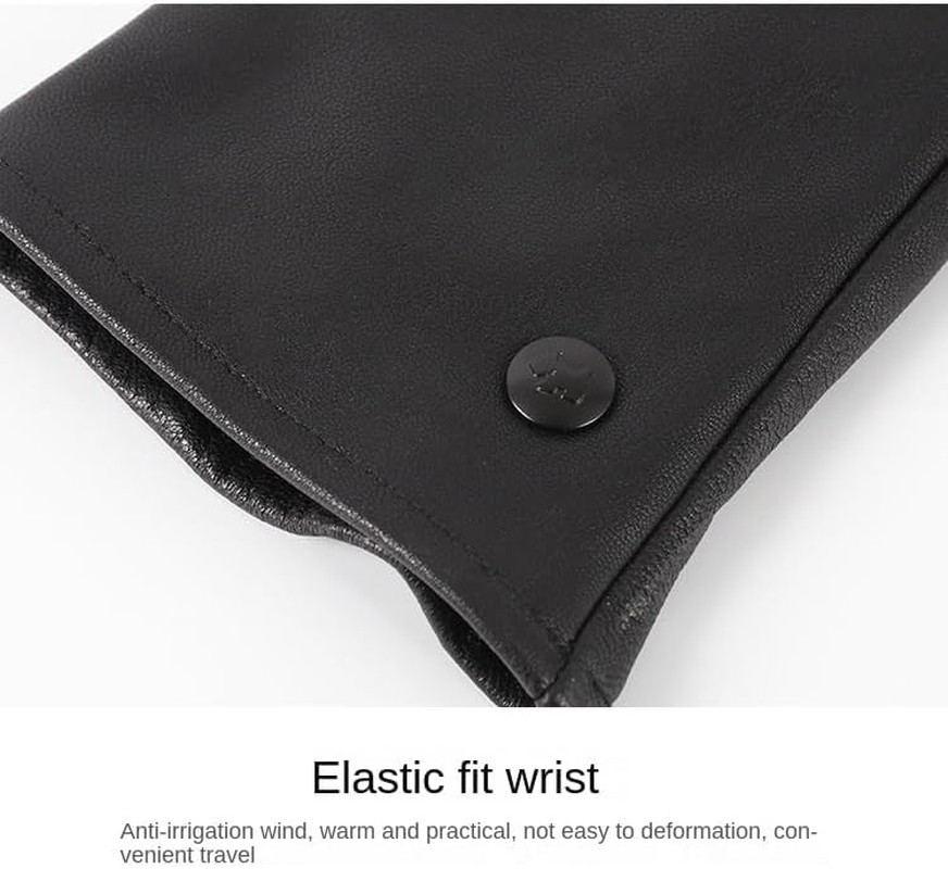 Women Leather Gloves Women'S Faux Sheepskin Winter Touchscreen, Windproof, Warm, Cold-Proof, Soft Fleece Lining, Ear Pom-Poms image number 1