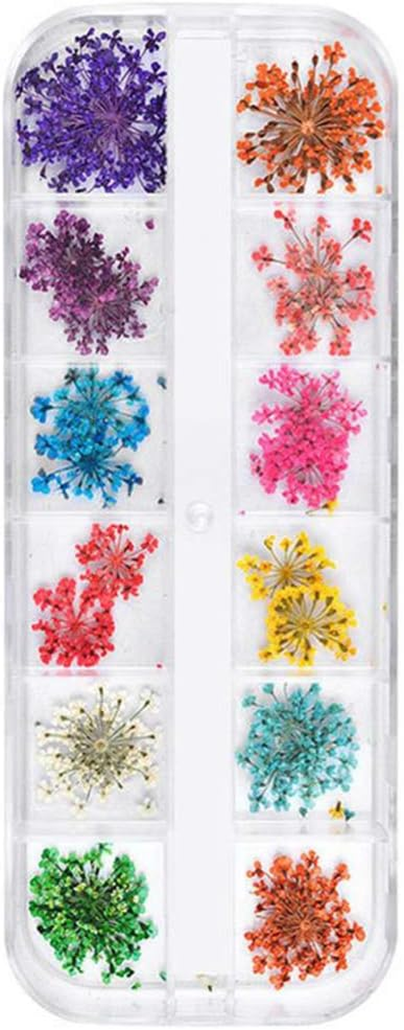 Omabeta Nail Art Dried Flower Stickers with Sunflower Design, 12 Colours DIY Manicure Decoration,Nail Dry Flower Decor with Style Full of Stars