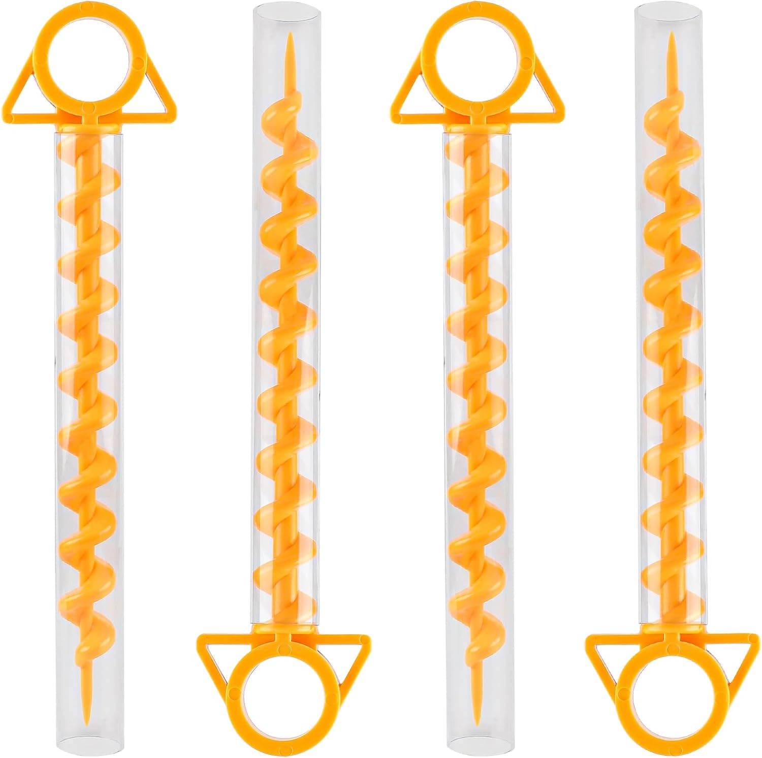 4 X Tent Pegs with Thread Screw Pegs Camping Sand Pegs Beach Plastic 29 Cm Beach Sand Anchor Tent Ground Anchor Trampoline with 4 Transparent Plastic Tubes, Yellow image number 4