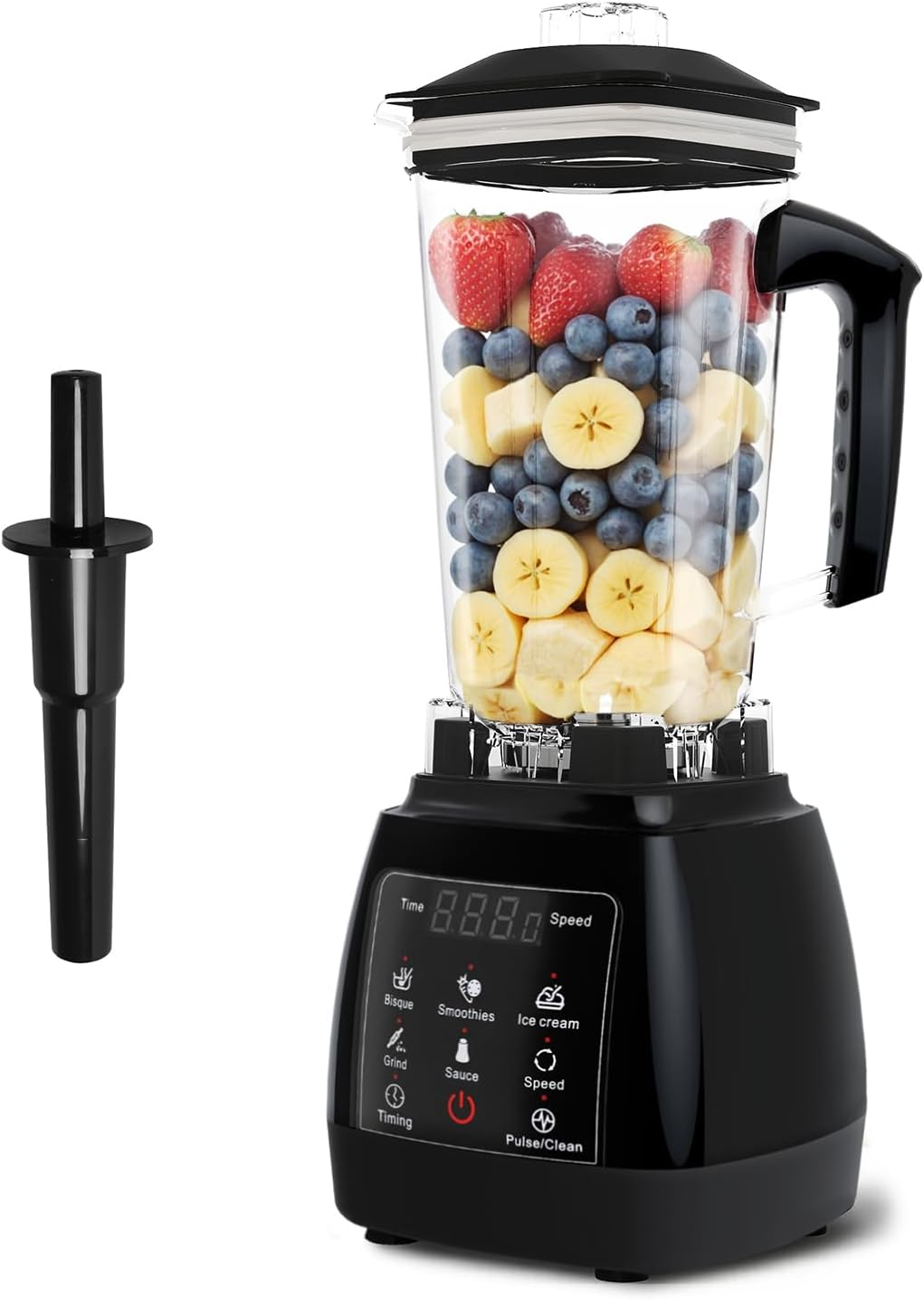 Spector 2L High Speed Commercial Blender, Mixer Food Processor, Juicer Smoothie with Timer, Ice Breaker, Ice Crush, 5 Modes, 10 Speeds, 1600W Power Motor, Blend, Chop, Grind & Pur&eacute;e, Black