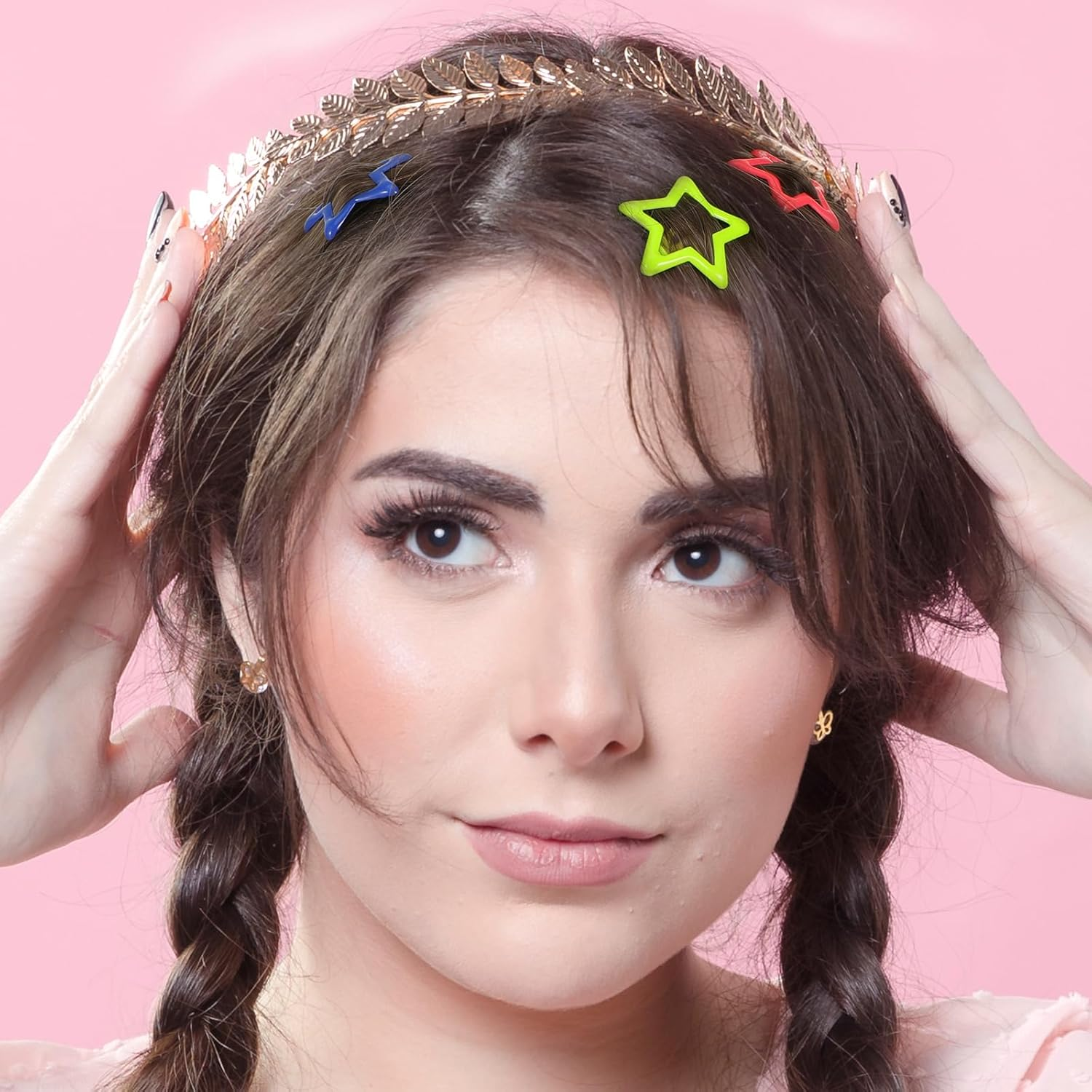 Colorful Luminous Star Hair Clips for Girls Glow in the Dark Star Barrettes Star Hair Accessories Cute Hairpins Snap Hair Barrettes Kawaii Hair Clips for Women Girls image number 4