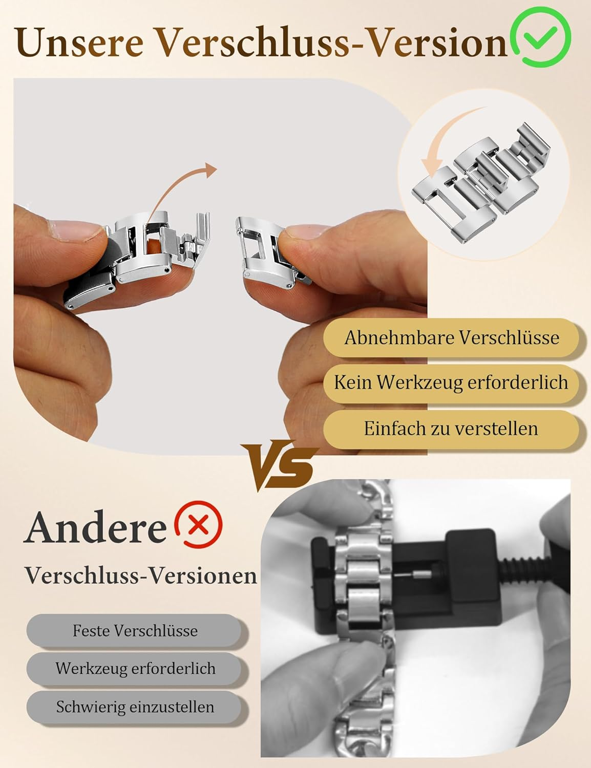 Gold- Und Silber-Armb&auml;nder F&uuml;r Damen, Kompatibel Mit Apple Watch 38/40/41/42/44/46/49Mm. Verstellbares Metallarmband, Schickes, H&uuml;bsches Kettenarmband F&uuml;r Die Iwatch Series 11/10/9/8/7/6/5/4/SE/3/2/1 image number 4