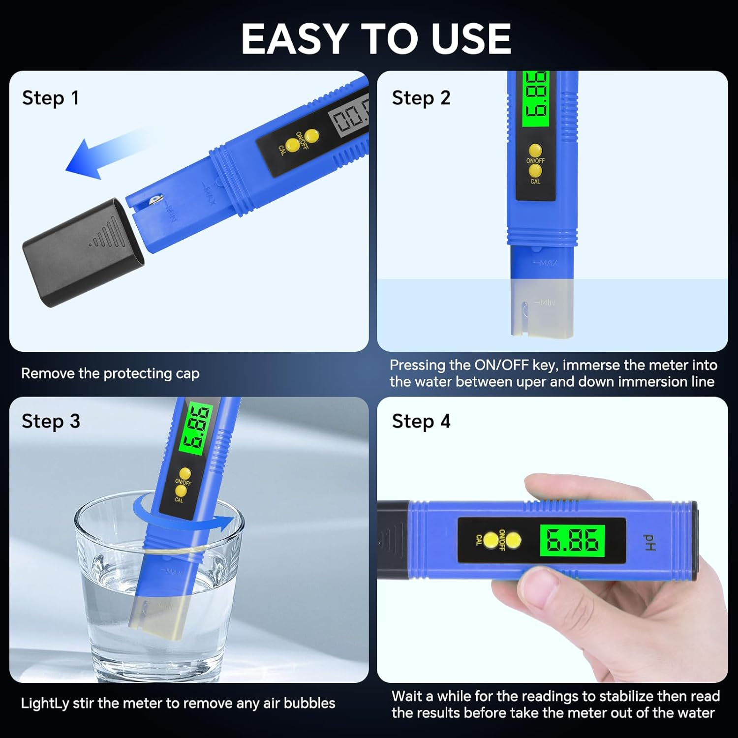 Digital Ph Meter, PH Meter for Water Hydroponics Digital PH Tester Pen 0.01 High Accuracy Pocket Size with 0-14 PH Measurement Range for Household Drinking, Pool and Aquarium image number 1