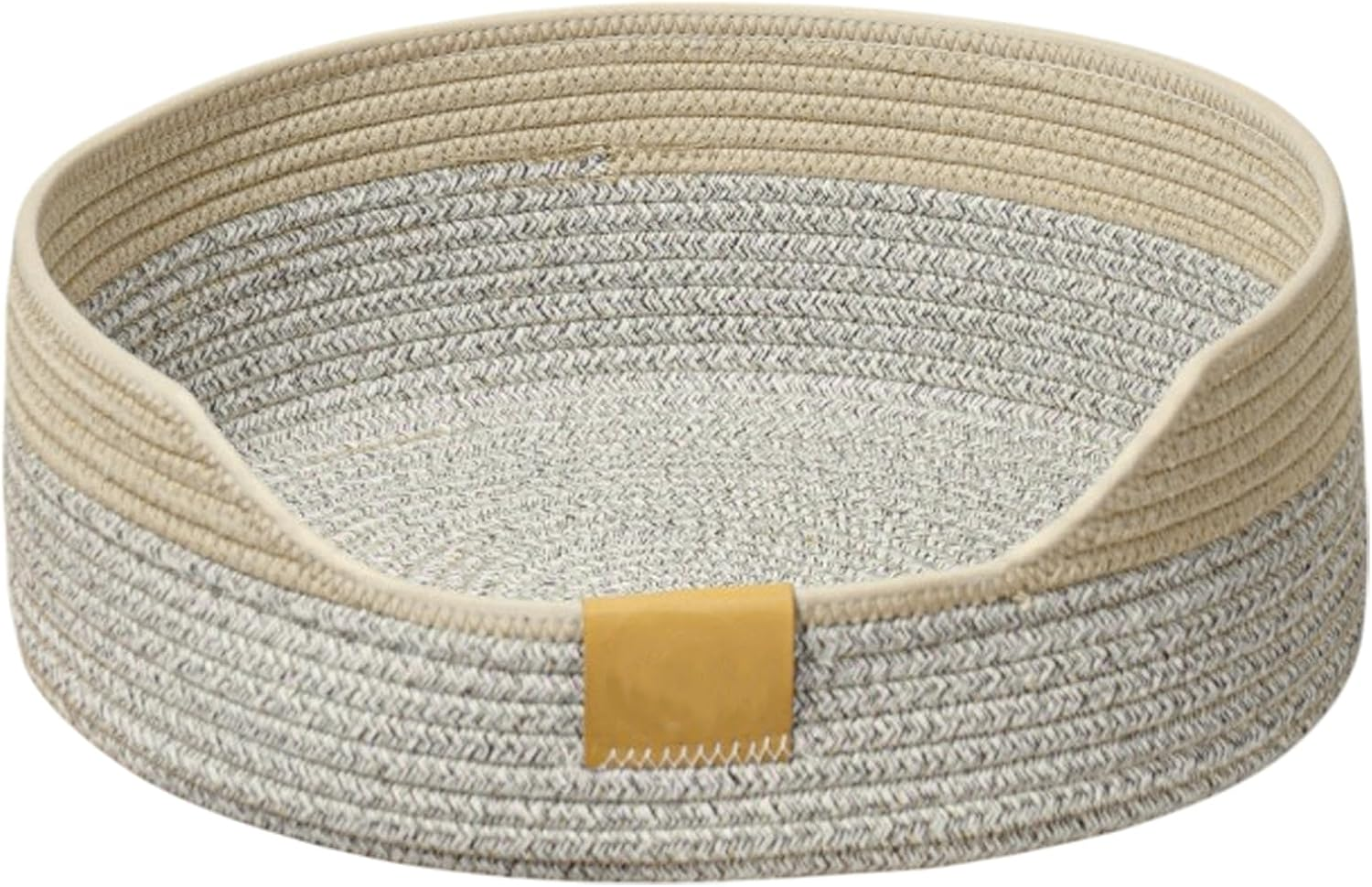 CAPASTEC Woven Cat Bed, 35 Cm Diameter, Foldable Basket Nesting Site, Breathable Pet Lounger, Claw Abrasion-Resistant Universal Kitten Bed, Grey Khaki image number 3