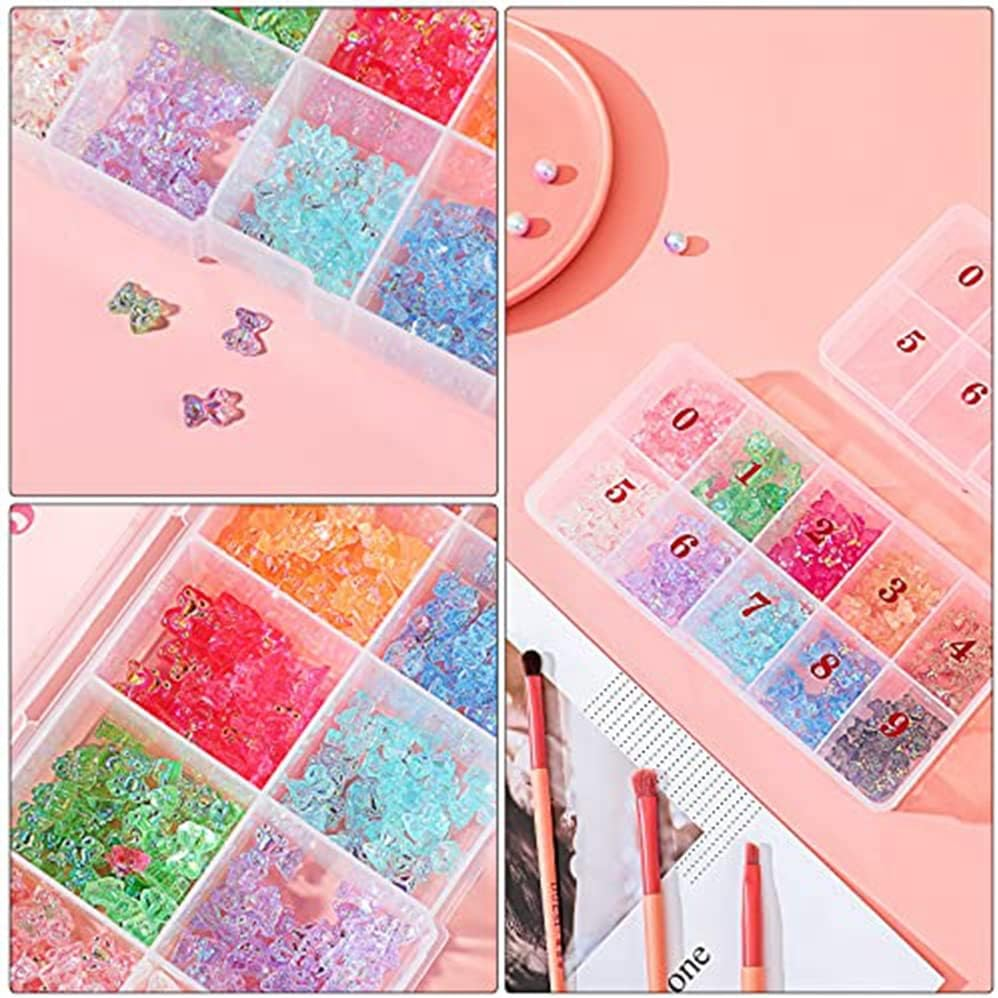 Nail Tip Box Empty Nail Tips Organizer Storage Fingernail Box Spaces Storage Case Container Nail Box Grid Box image number 6