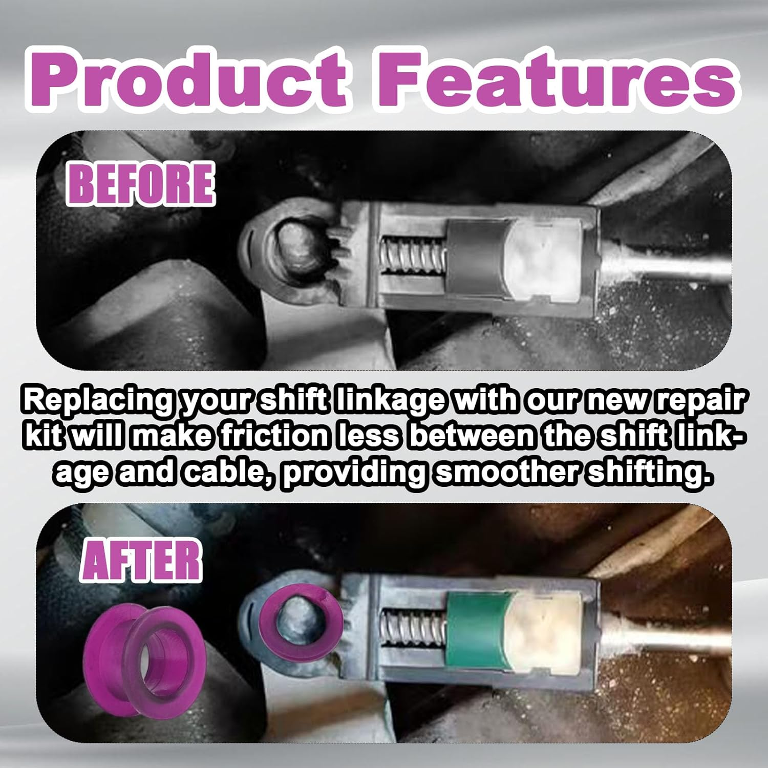 3Pcs Shift Cable Bushing Repair Kit, Transmission Shift Linkage Bushing Repair Tool Kit with Clips Compatible with OEM# 33835-08010 33820-02370 image number 5