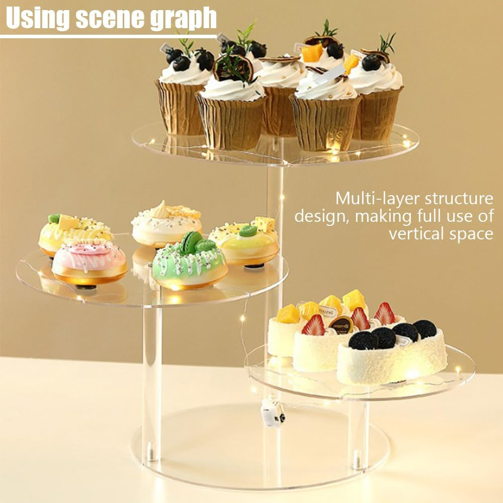 3 Tier Clear Cupcake Stand,Cupcake Holder,Dessert Tower,Pastry Stand,Dessert Display Holder,Acrylic Cake Stand,For Party,Wedding,Baby Shower image number 2