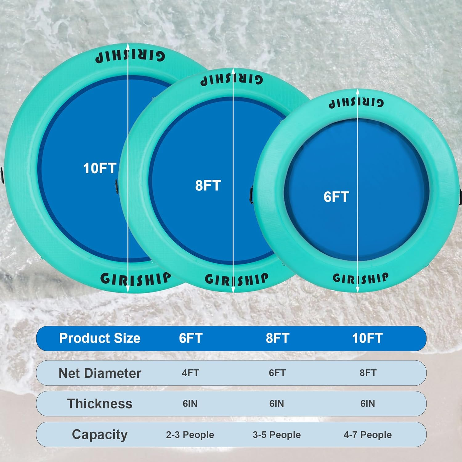 6FT Inflatable Floating Dock, Water Hammock Floating Ring, Pool Hammock Float Inflatable Dock for Adults, Floating Docks for Lakes and Pools image number 2