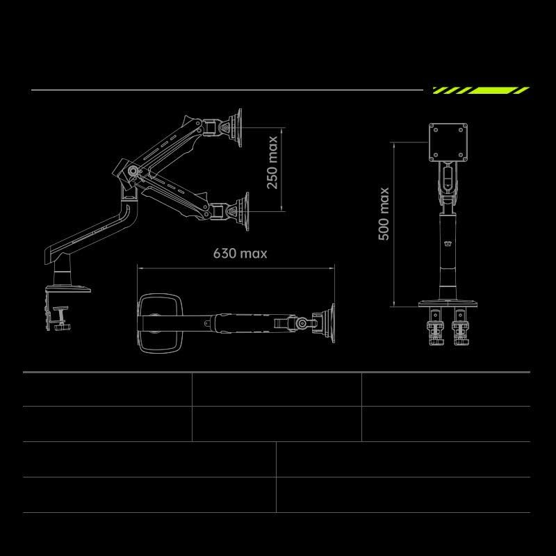 NB North Bayou Monitor Stand Arm Desk Mount Gas Spring for 22"-35" Large Screen Monitor Stand 2-12KG Model G70 (Gunmetal Grey) image number 3