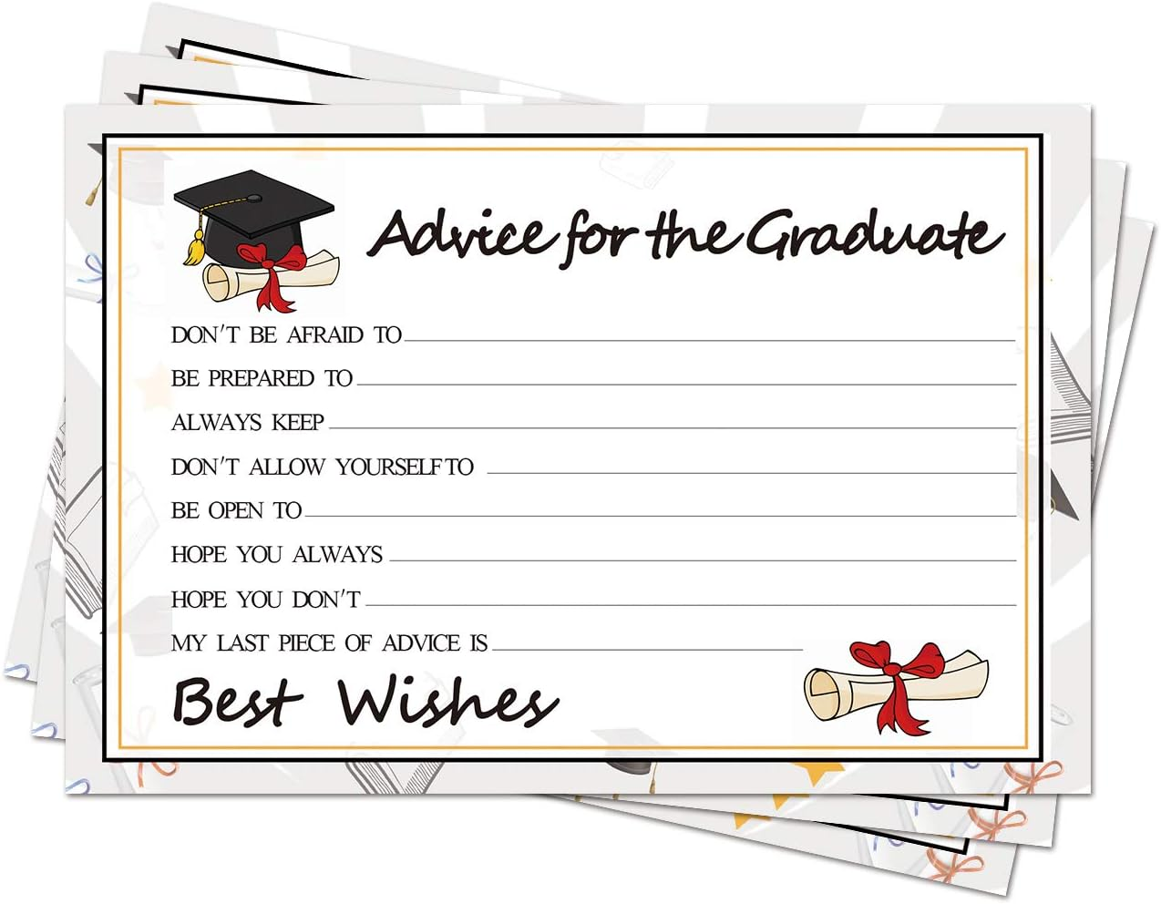 Graduation Party Wish Cards - High School or College Graduation Party Advice Advice Cards Supplies 2019 Decorations-36 Packs image number 2