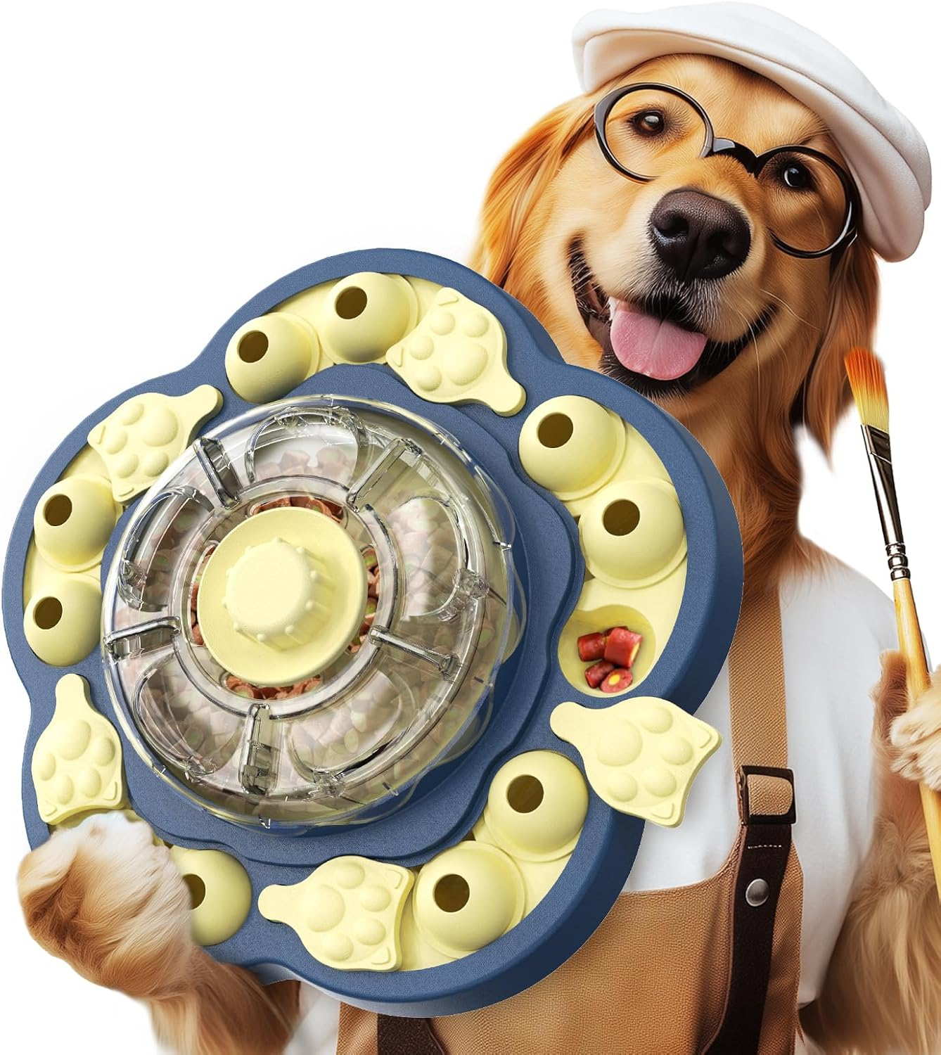 KADTC U.S. Brand & Design All in ONE -3 Levels of Challenge Spinning Dog Puzzle Toy for Small/Medium/Large Dogs Treat Dispenser Food Dispensing Toys Puppy Slow Puzzles Feeder Interactive Brain Game