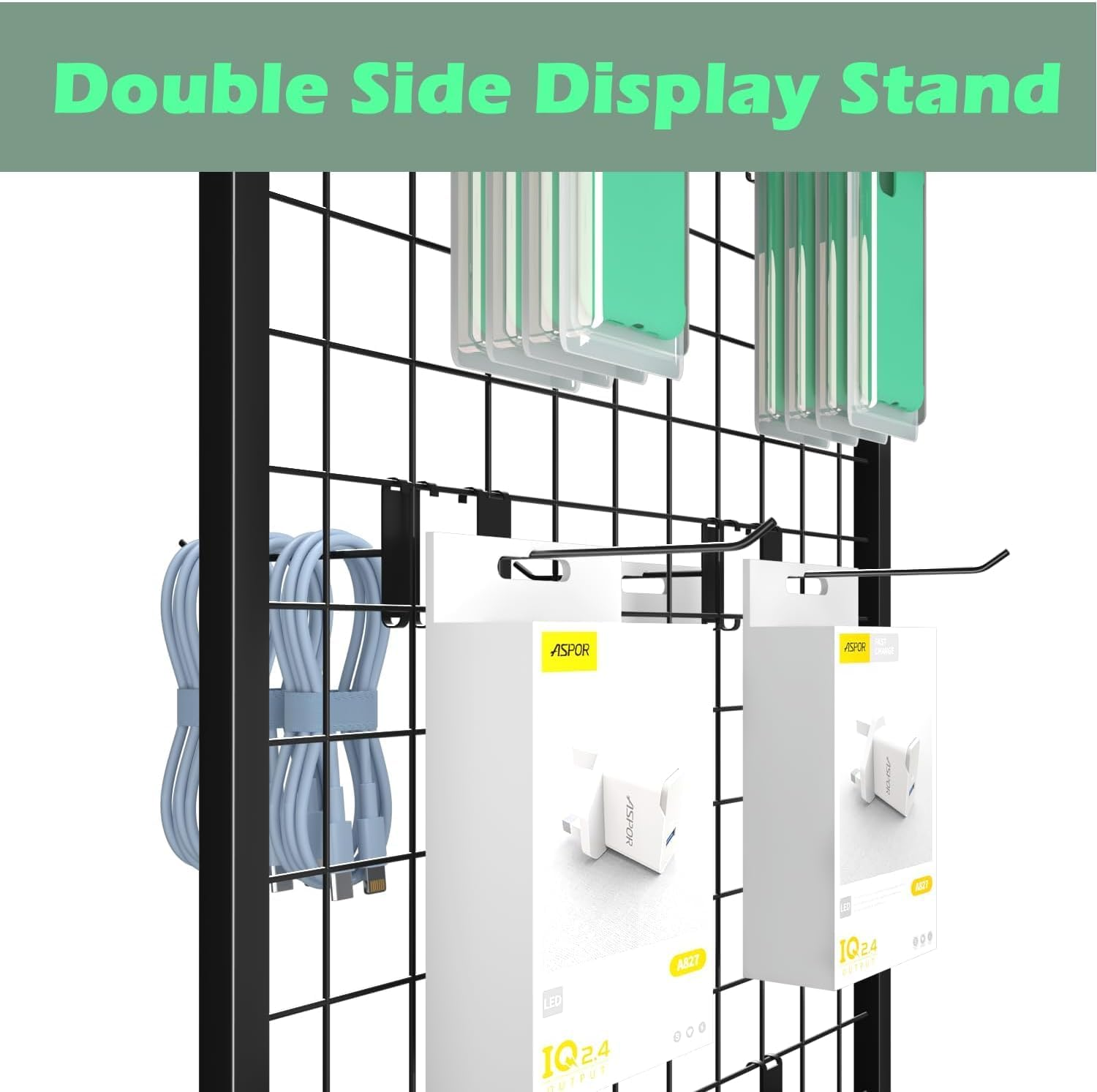 Lhysn Grid Wall Panel Display Stand, Retail Rack, Shop Display Rack, with 15 Hooks, Heavy Movable Detachable Gird Rack for Easy Transport, Party/Double Side Display Stand, for Shop/Office/Home (1 PC) image number 6