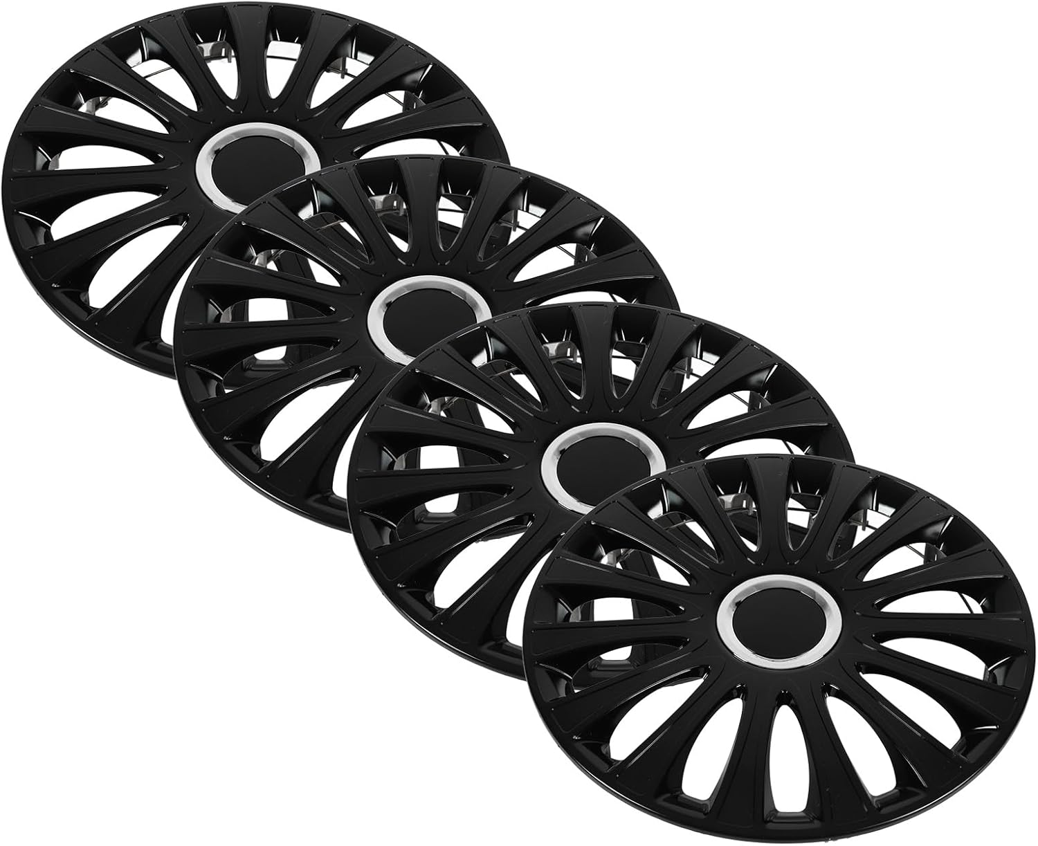 4PCS Black Automobile Hubcap Cool Sporty Wheel Rim Cover Trim Universal Fit, 14In for Most Cars image number 3
