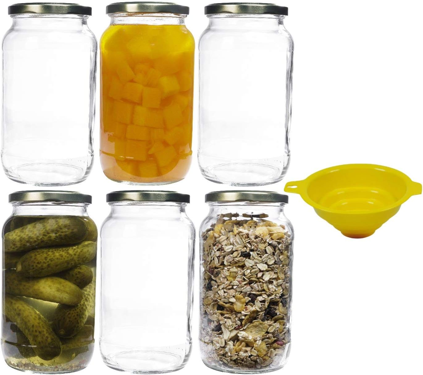 Mikken 6 X Preserving Jars 1 Litre with Screw Cap Gold with Funnel image number 4