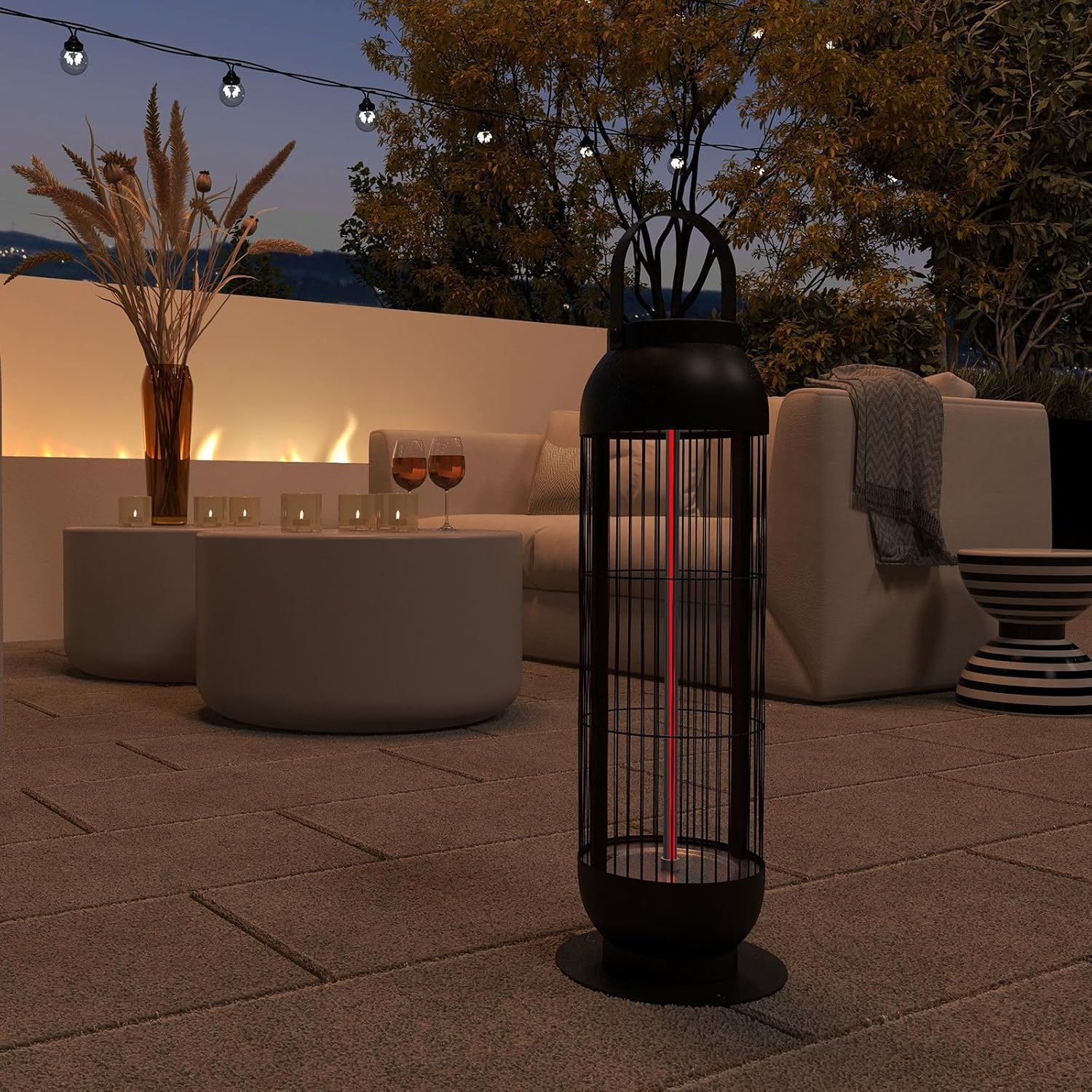 Portaheat 1000W Portable Heater Portable Electric Heater with Carbon Fibre Heating Tube, IPX4 Weatherproof Rating Adjustable Heat Settings Black image number 2