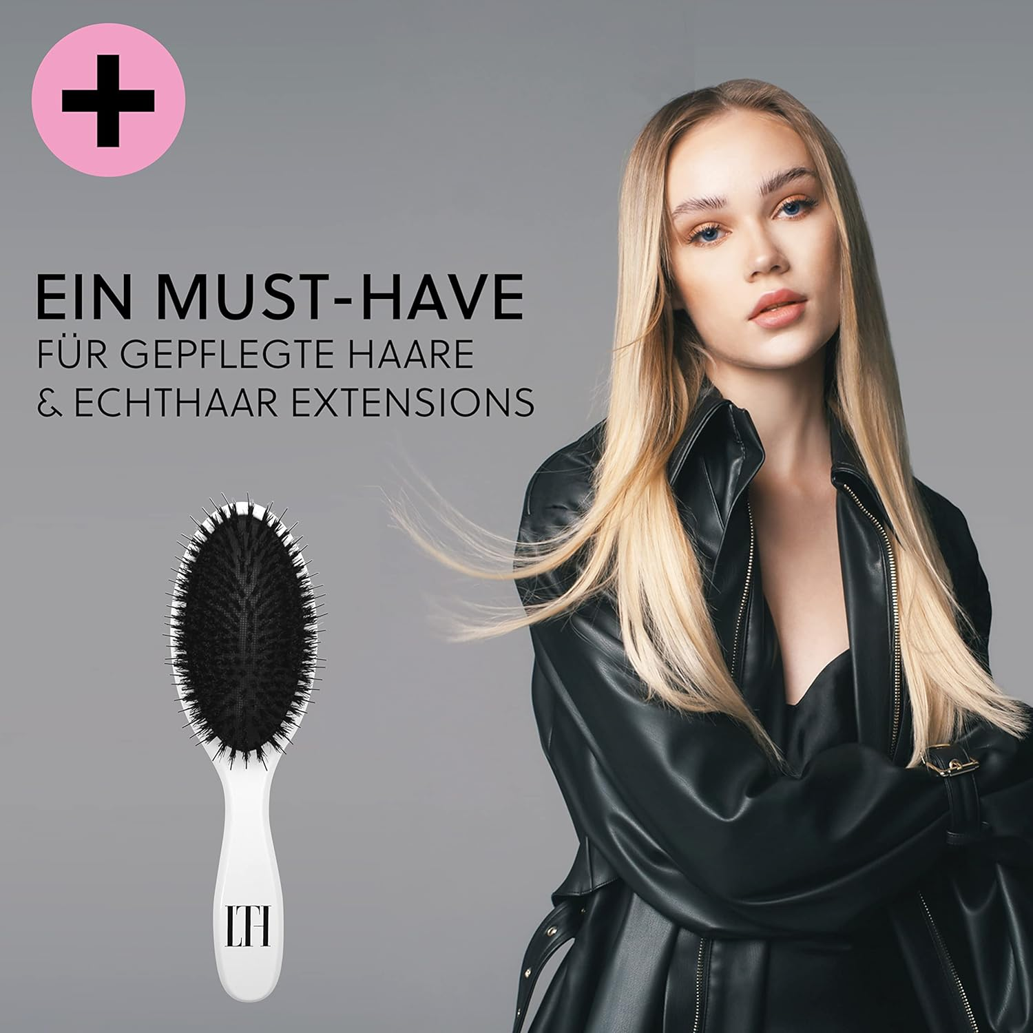 Longtime Hair&reg; Hair Brush for Extensions, Care Brush for Hair Extensions, Wig and Toupees, Wooden Handle with Boar Bristles and Nylon Bristles, Ideal for Detangling and Caring for Real Hair Extensions image number 2