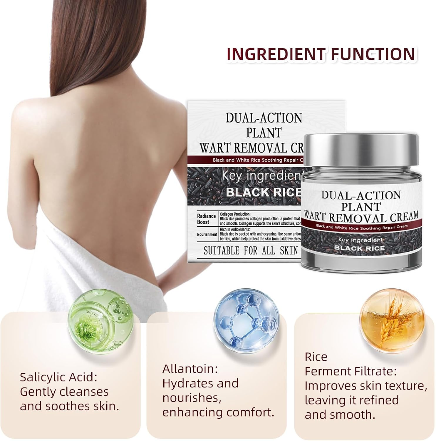 Keratin Erase Dual-Action Renewal Cream, Black and White Rice Soothing Repair Cream, Improves Moisture Skin Barrier for All Skin Types (1Pcs) image number 2