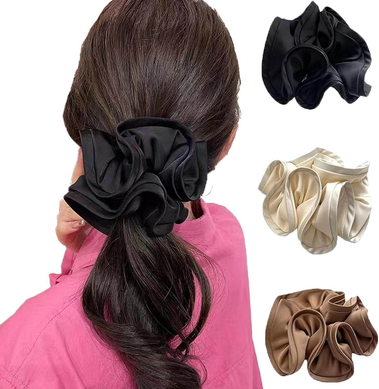3 Pcs Large Scrunchie, Oversized Scrunchie, Scrunchies for Women,Oversized Scrunchy Extra Big Scrunchie Ponytail Holders Hair Accessories image number 3