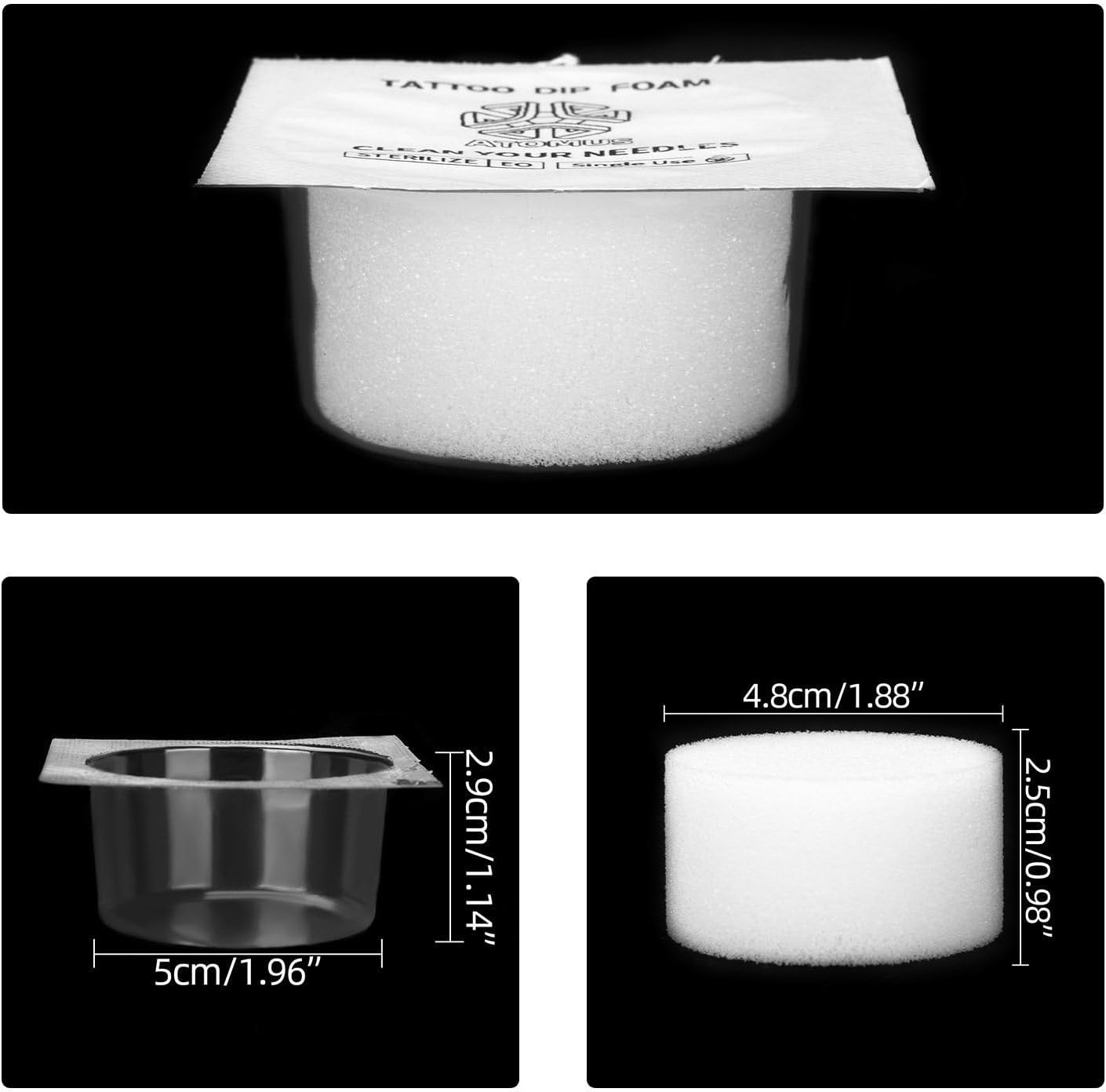 ATOMUS Tattoo Dip Foam 36Pcs Tattoo Needles Dip Cup Caps Tattoo Needles Cleaning Cups Needles Head Tip Dip Foam Tattoo Clean Supplies image number 5