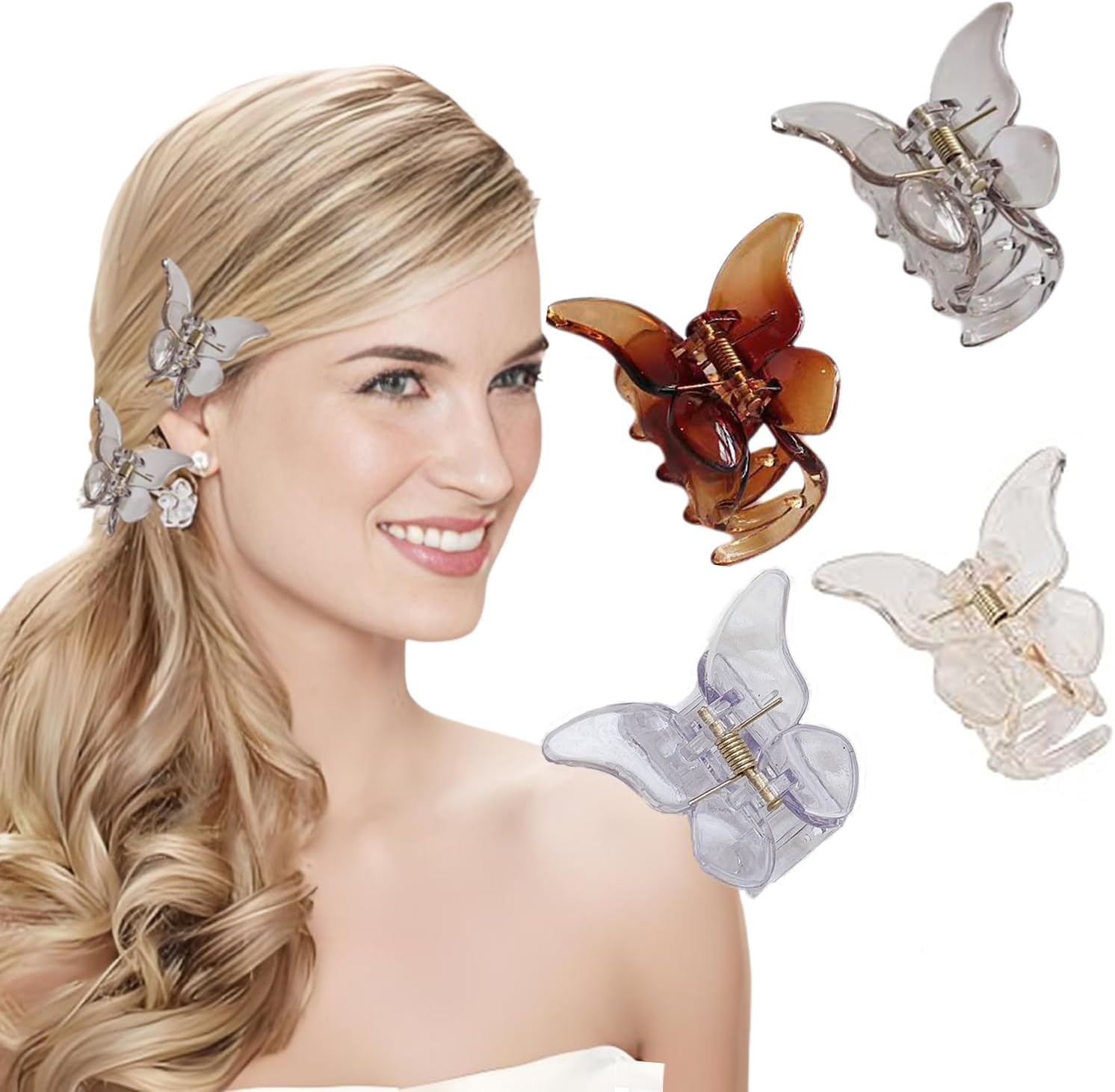 UQMIQURA Pack of 4 Butterfly Hair Clips Small Hair Clip Butterfly for Women Non-Slip Hair Clip Matte Hair Clips for Women Girls Ladies Thick Hair image number 1
