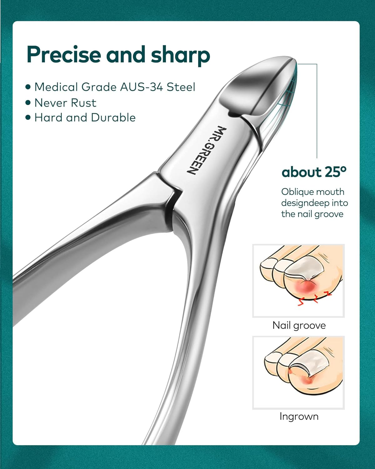 MR.GREEN 8 Pcs Manicure Set Pedicure Kit, German Stainless Steel Nail Clippers Set Heavy Duty Kit, Professional Personal Nail Care Tools with Exquisite Leather Case for Men and Women image number 3