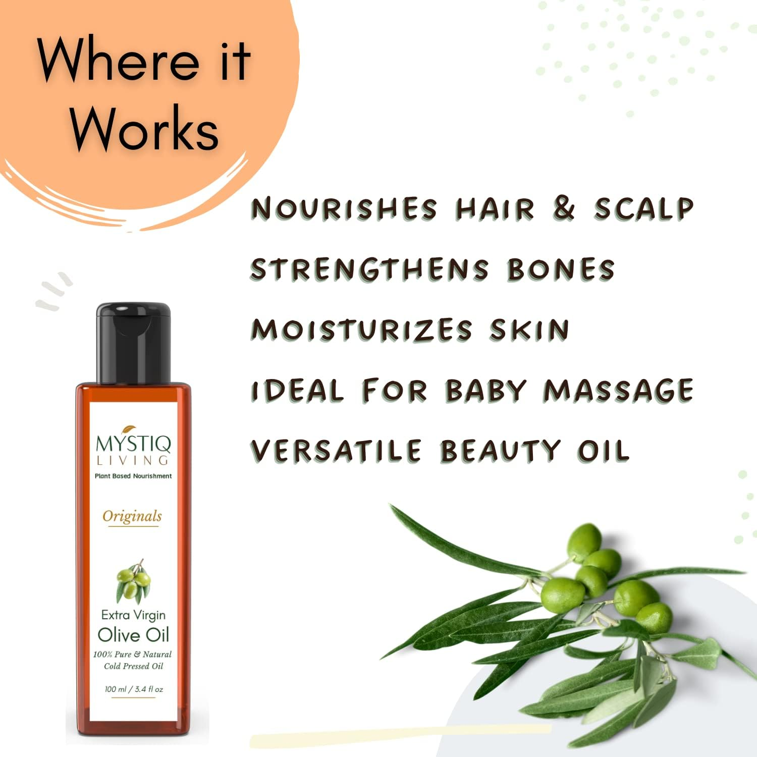 Mystiq Living Originals Combo - Extra Virgin Olive Oil and Castor Oil - 200ML (Pack of 2) - 100ML Each | Hair Growth & Skin Care | Cold Pressed, 100% Pure and Natural image number 5