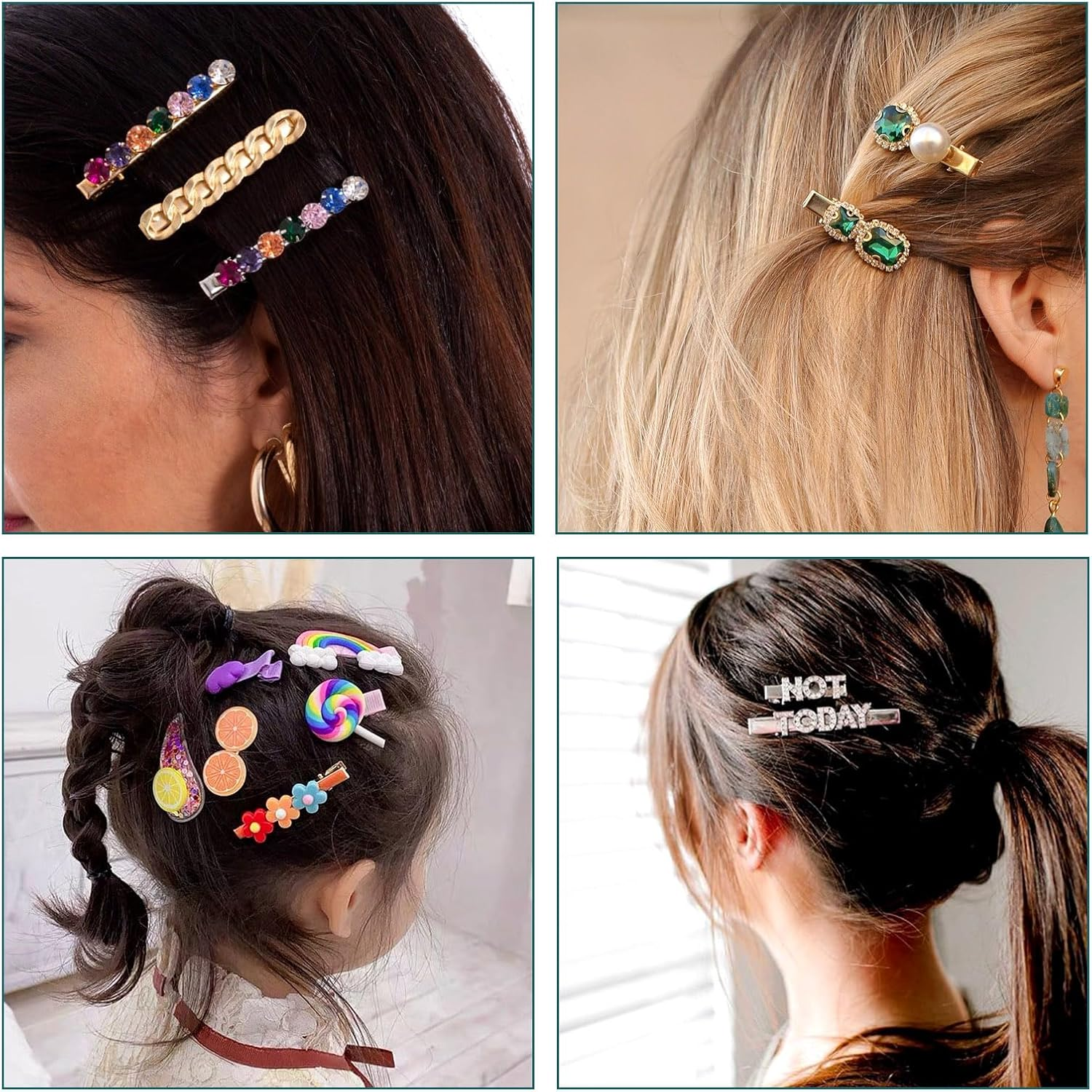 FASHEWELRY Hair Clip, 120Pcs Alligator Iron Hair Clips, 12 Style, 3 Colors, Hair Barrette Blanks for Bows Making, Hair Accessories, Size 31X8X8Mm-57X11X10Mm, for Women image number 4