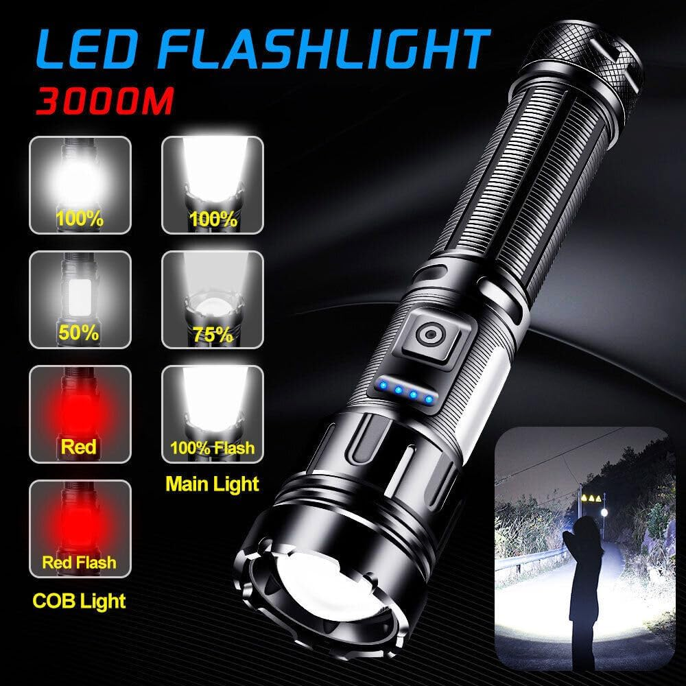 Tootoo Super Bright 1000000LM Torch Led Flashlight USB Rechargeable Tactical Side Light image number 4