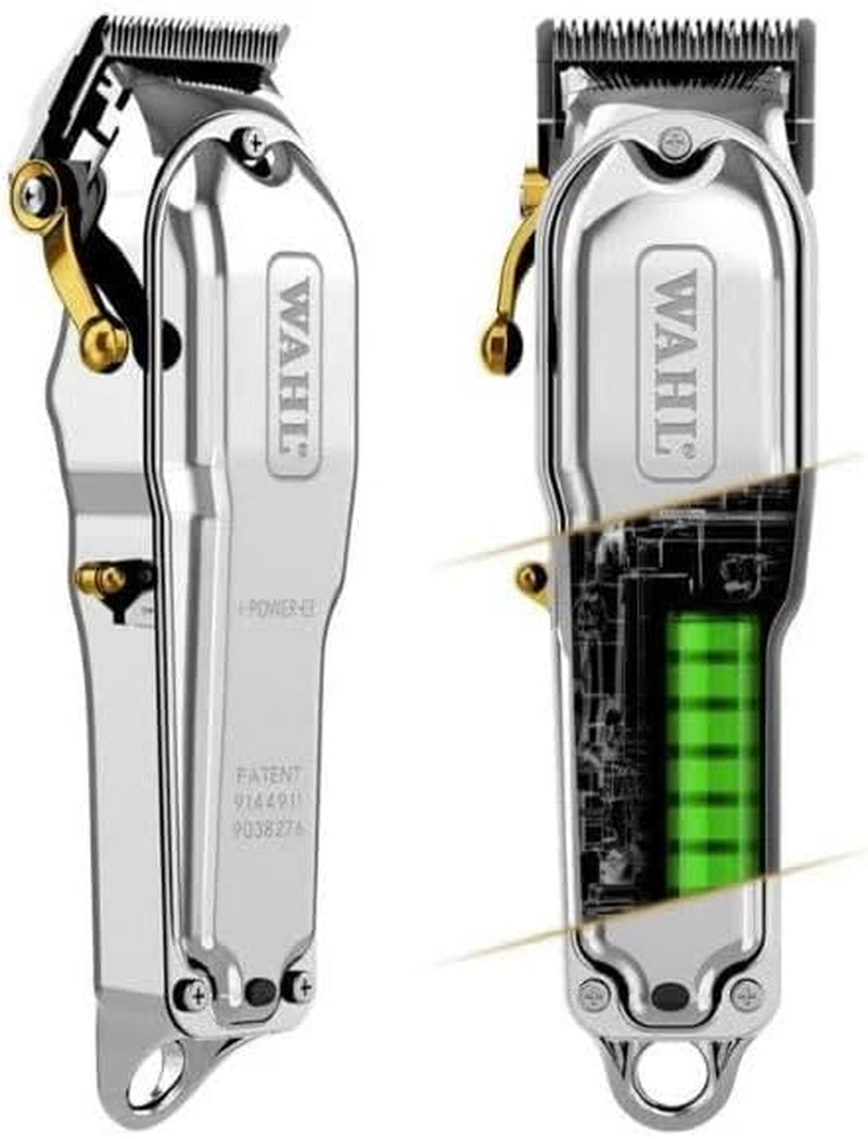 Wahl Professional Metal Power+ Hair Clipper, Silver, All-Metal Housing, Stagger-Tooth Top Blade, Precision Bottom Fade Blade, Professional Hair Trimming and Styling, Cord/Cordless image number 1