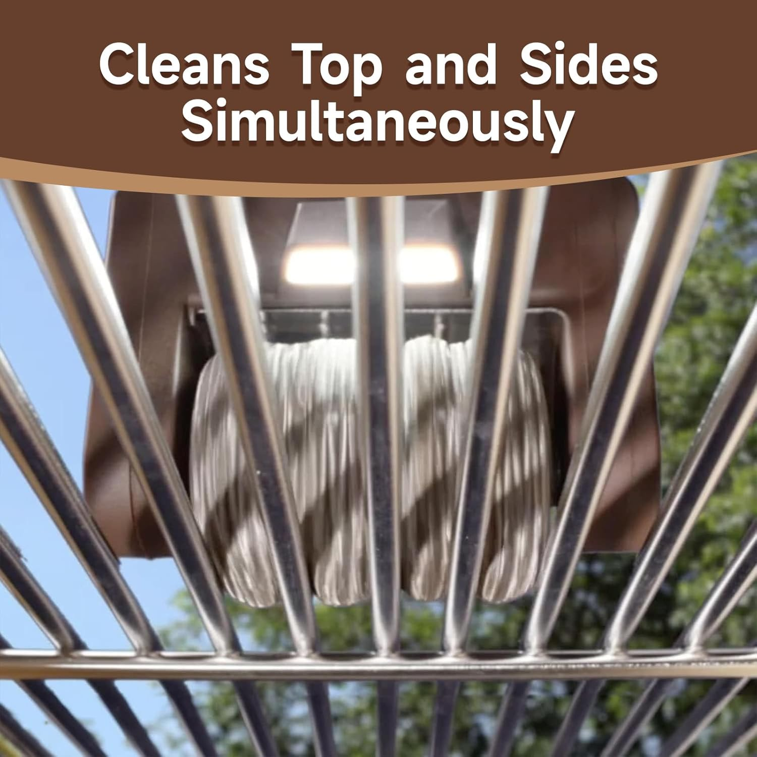 ZVCXOE Electric Grill Cleaner Cordless Stainless Steel Electric Drum Hairless Spin Grill Brush 350RPM Stainless Steel Drum Suitable for Outdoor Grilling Brown image number 1