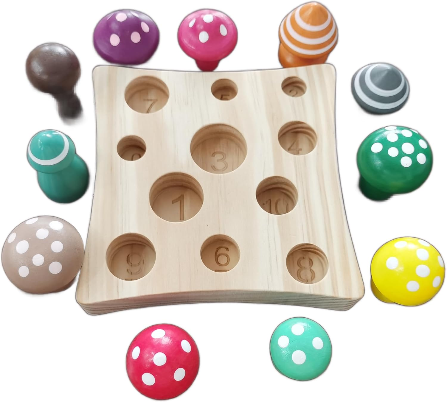 Toddler Montessori Wooden Mushroom Picking Games,Montessori Counting & Shape Sorting Educational Toys for Baby Boys Girls Gifts,Rainbow Wooden Mushroom Puzzle Toys for Toddler 1 2 3 Years Old image number 4
