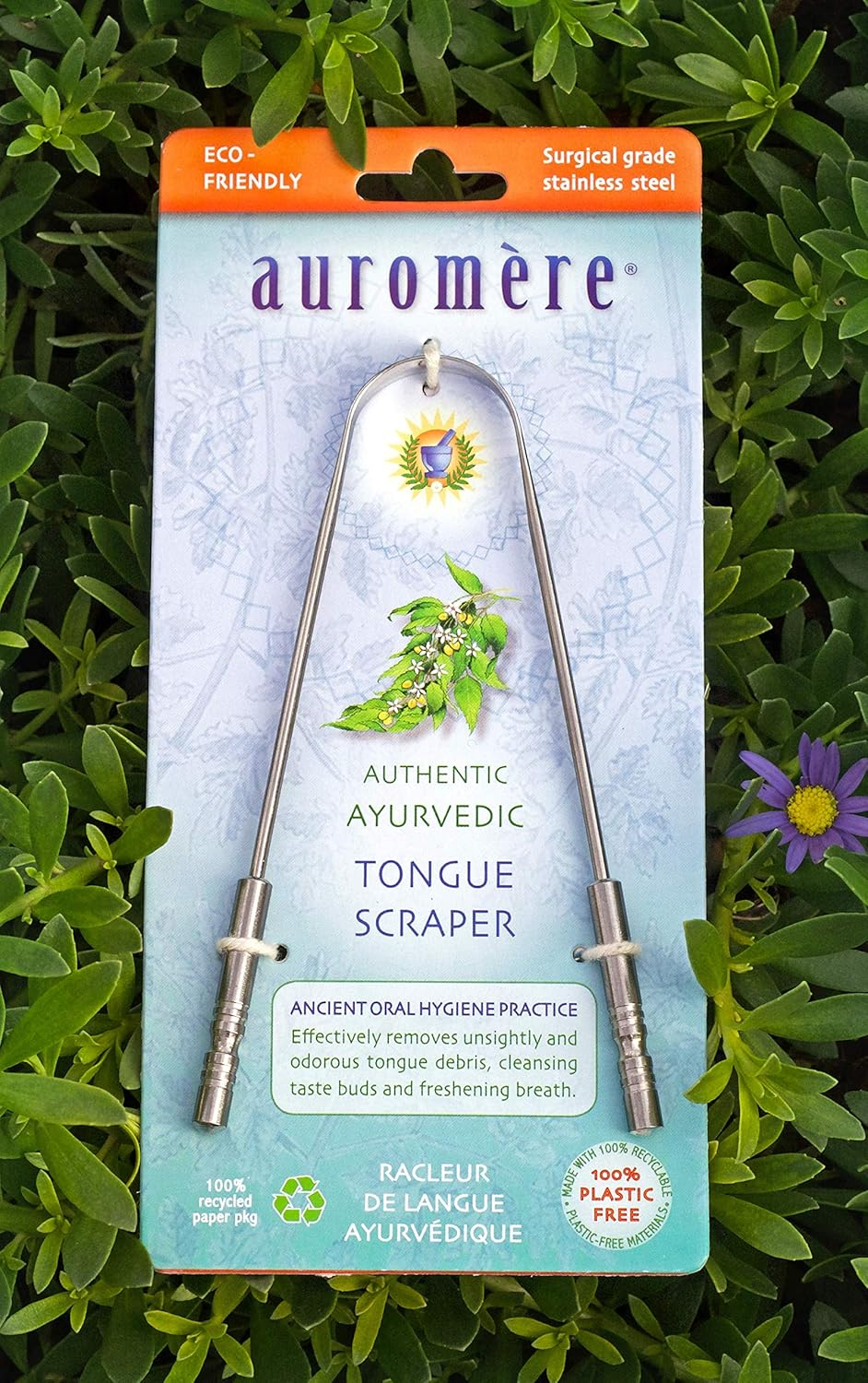 Auromere Stainless Steel Ayurvedic Tongue Scraper image number 2