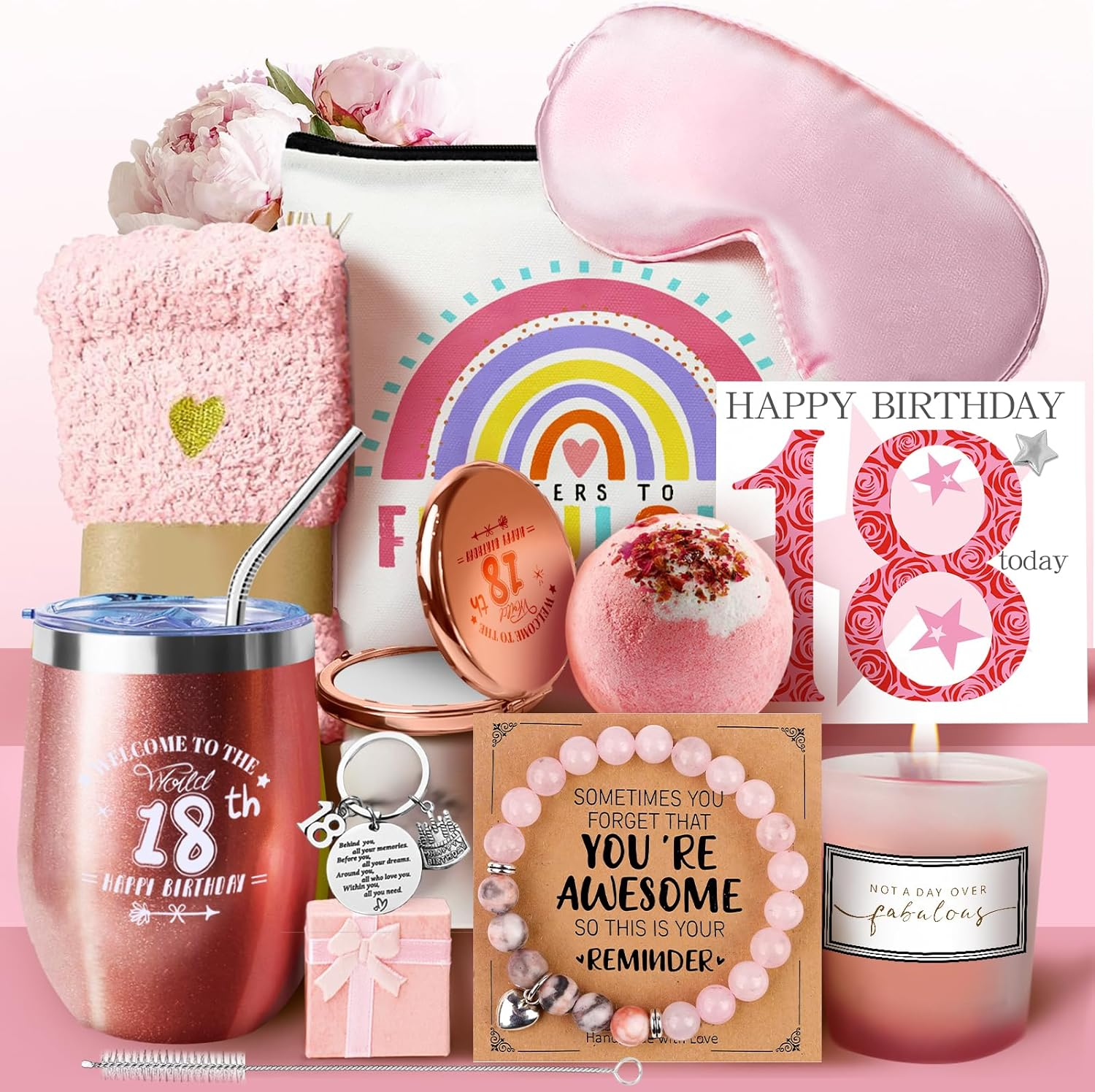 18Th Birthday Gifts for Girls, 18 Birthday Gift Idea for Her, Happy Birthday Gifts Set for 18 Year Old Girl Daughter Sister Best Friend Girlfriend