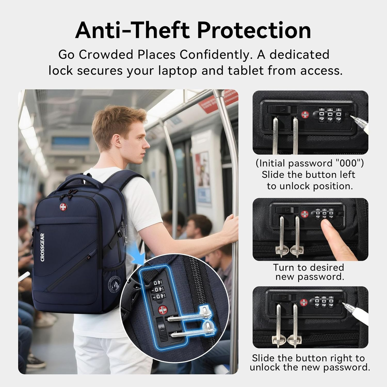 CROSSGEAR Large Travel Laptop Backpack Casual Daypacks Waterproof Bookbag Airline Approved Laptop Bag image number 1