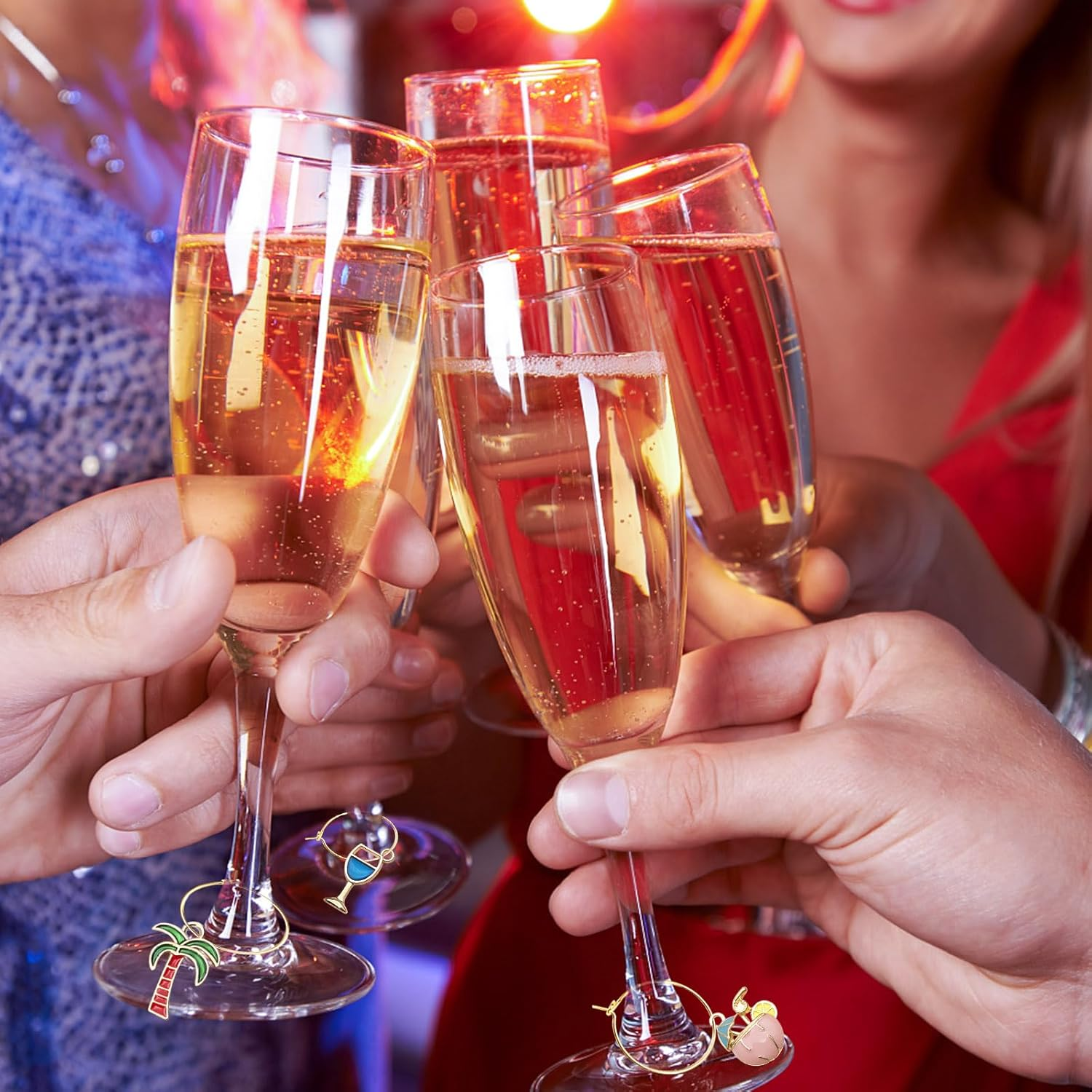 30Pcs Wine Glass Charms, Wine Charms for Stem, Glasses Markers with Gold Rings, Beach Style Drink Identifier Tags for Party Supplies, Wine Tasting image number 2